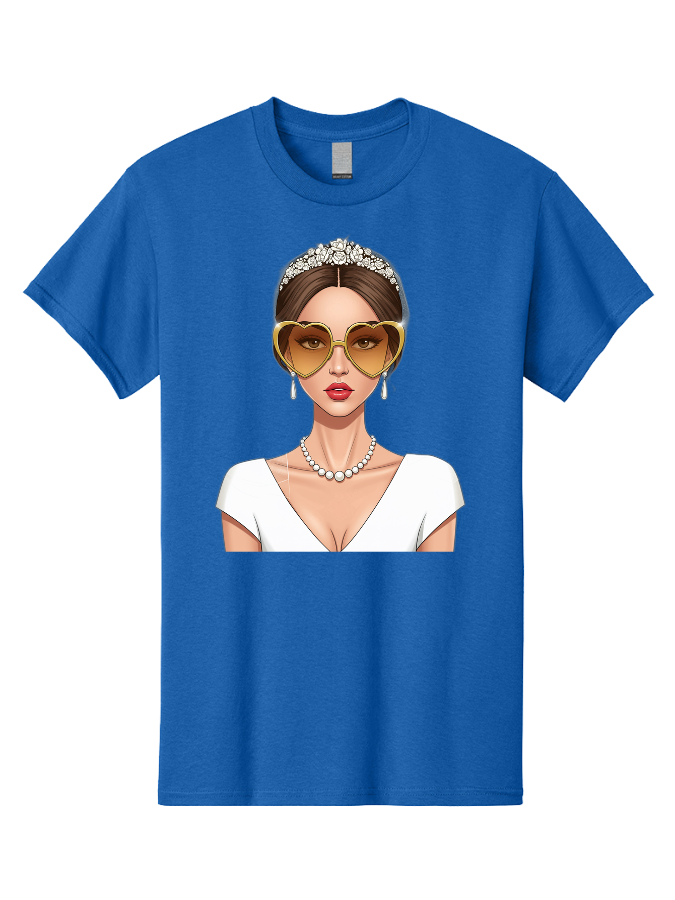 Bride Men'S Graphic Tee, 100% Cotton, Comfortable Casual Summer Wear, Machine Washable, Bride Avatar, White Wedding Dress, Heart-Shaped Sunglasses, Pearl Necklace, Elegant Attire, Glamorous Accessories, Fashionable Design, Luxury Style, Baa234 21