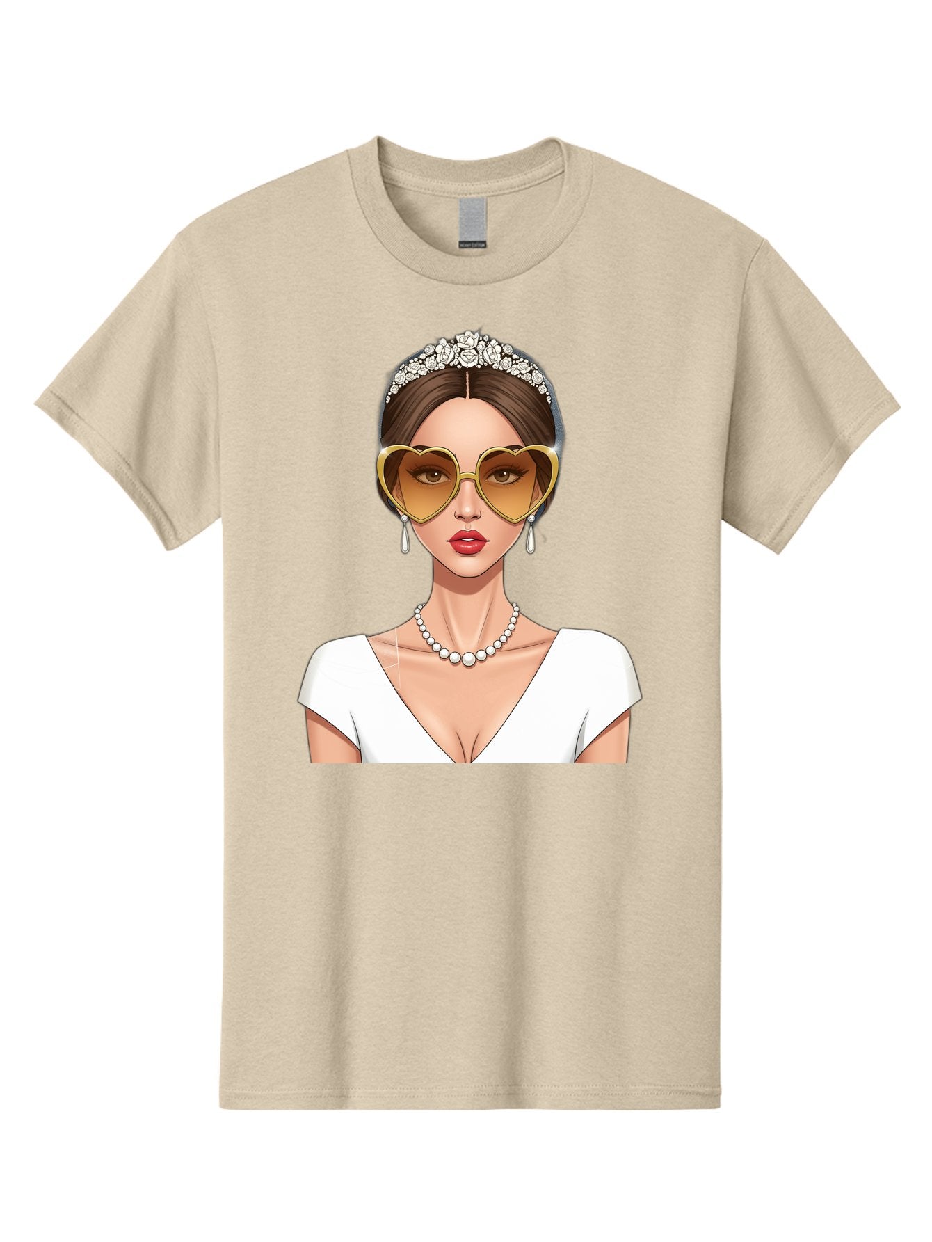 Bride Men'S Graphic Tee, 100% Cotton, Comfortable Casual Summer Wear, Machine Washable, Bride Avatar, White Wedding Dress, Heart-Shaped Sunglasses, Pearl Necklace, Elegant Attire, Glamorous Accessories, Fashionable Design, Luxury Style, Baa234 11