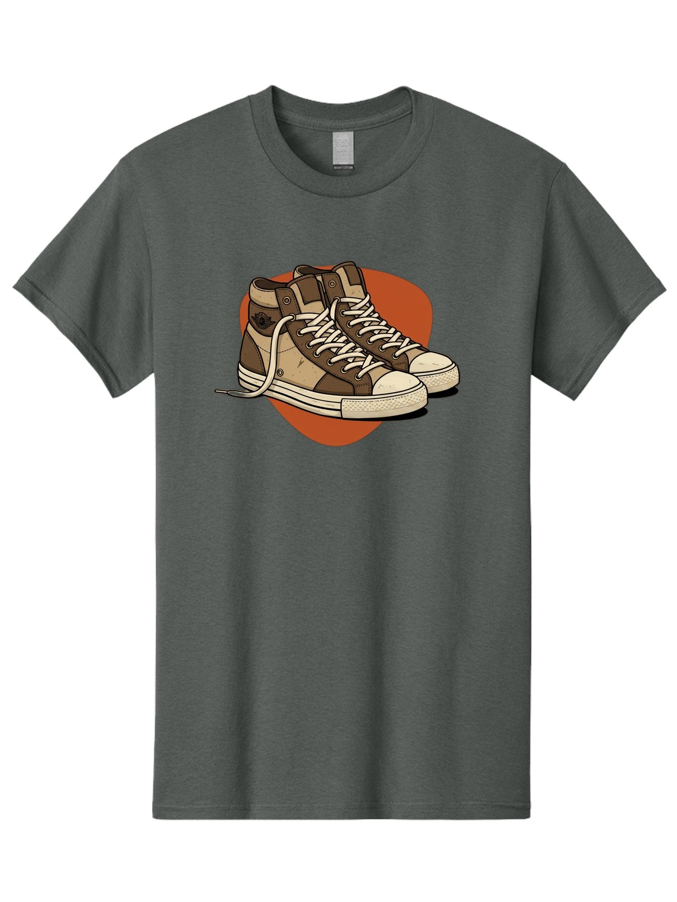 Brown-Converse-Sneakers Men'S Graphic Tee, 100% Cotton, Comfortable Casual Summer Wear, Machine Washable, Converse Shoes, High-Top Sneakers, Brown And Tan Sneakers, Casual Footwear, Fashion Sneakers, Streetwear Style, Laced Shoes, Baa238