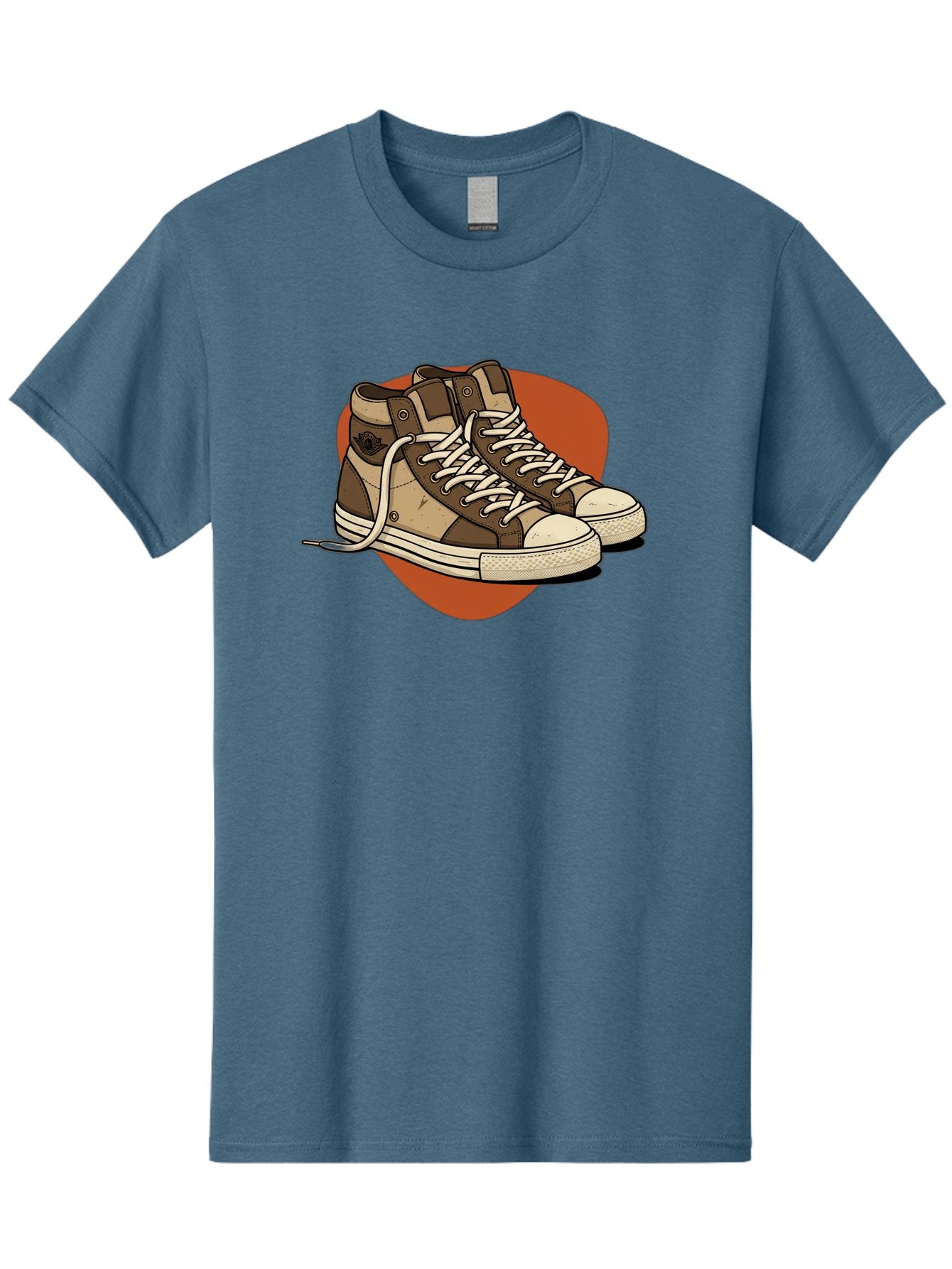 Brown-Converse-Sneakers Men'S Graphic Tee, 100% Cotton, Comfortable Casual Summer Wear, Machine Washable, Converse Shoes, High-Top Sneakers, Brown And Tan Sneakers, Casual Footwear, Fashion Sneakers, Streetwear Style, Laced Shoes, Baa238
