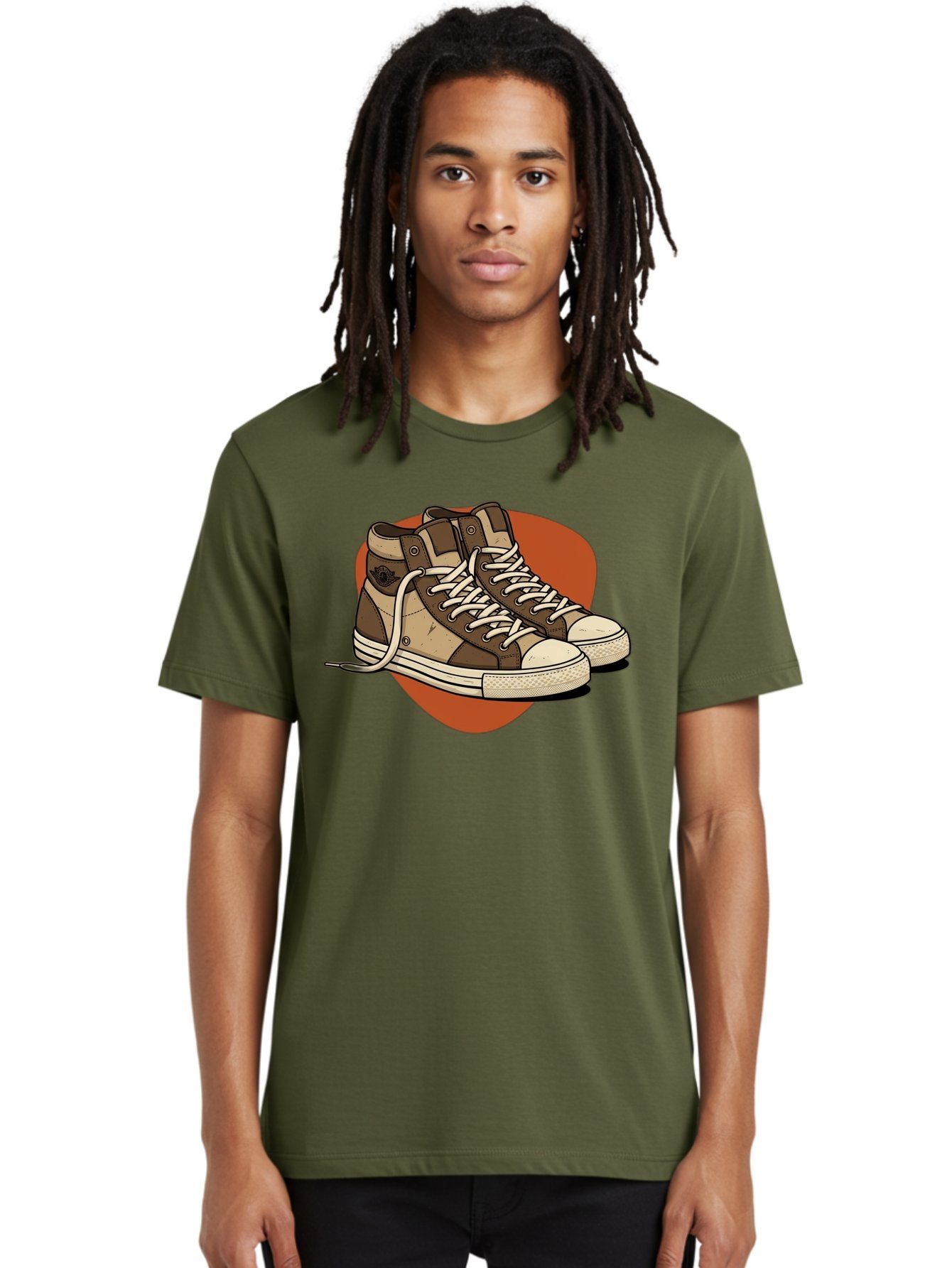 Brown-Converse-Sneakers Men'S Graphic Tee, 100% Cotton, Comfortable Casual Summer Wear, Machine Washable, Converse Shoes, High-Top Sneakers, Brown And Tan Sneakers, Casual Footwear, Fashion Sneakers, Streetwear Style, Laced Shoes, Baa238 26