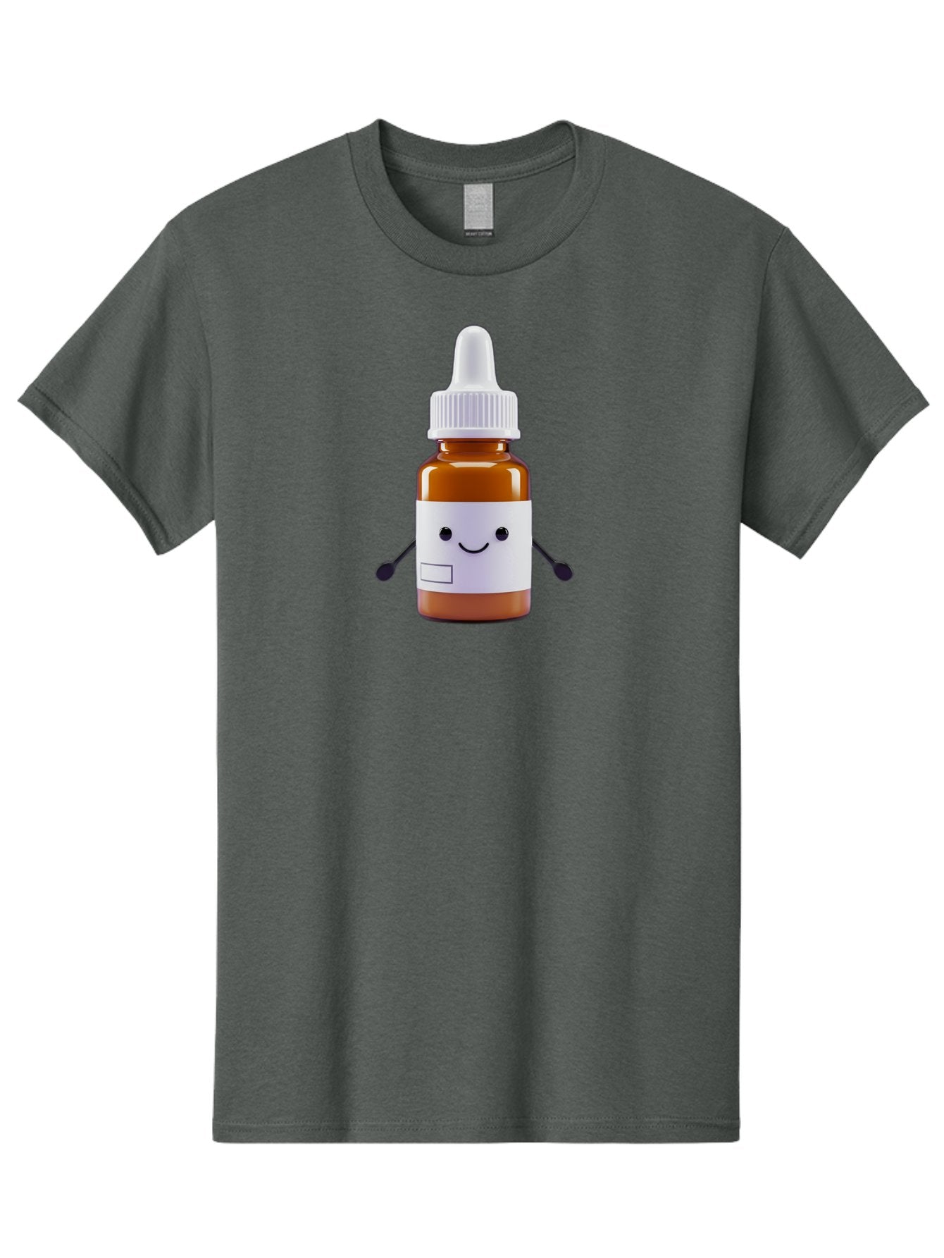 Brown-Medicine-Bottle-With-Smiley-Face Men'S Graphic Tee, 100% Cotton, Comfortable Casual Summer Wear, Machine Washable, Medicine Bottle With Smiley Face, Blank Label, Cute Medical Supplies, Humorous Healthcare, Quirky Medicine, Medical Humor, Baa240 7