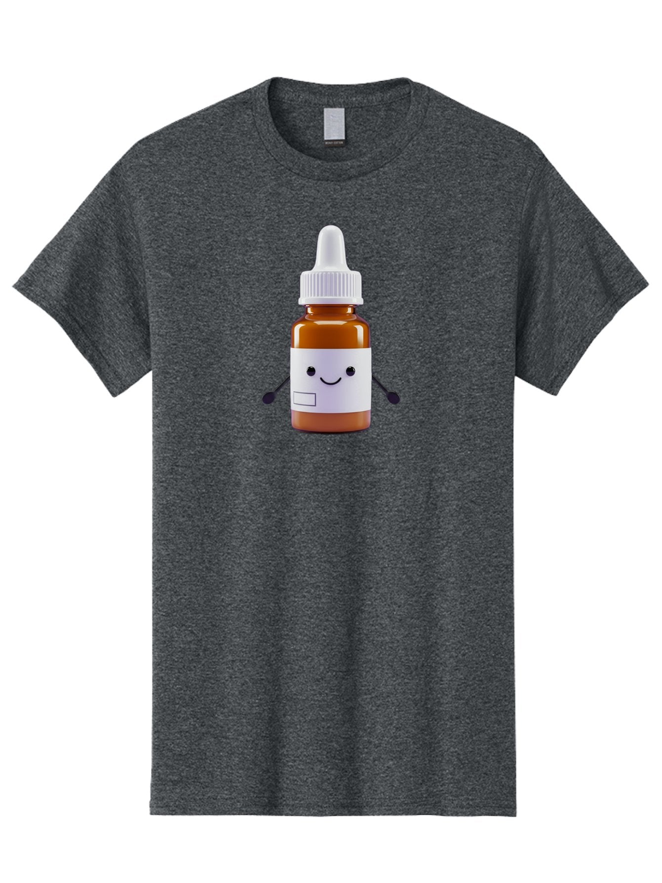 Brown-Medicine-Bottle-With-Smiley-Face Men'S Graphic Tee, 100% Cotton, Comfortable Casual Summer Wear, Machine Washable, Medicine Bottle With Smiley Face, Blank Label, Cute Medical Supplies, Humorous Healthcare, Quirky Medicine, Medical Humor, Baa240 5