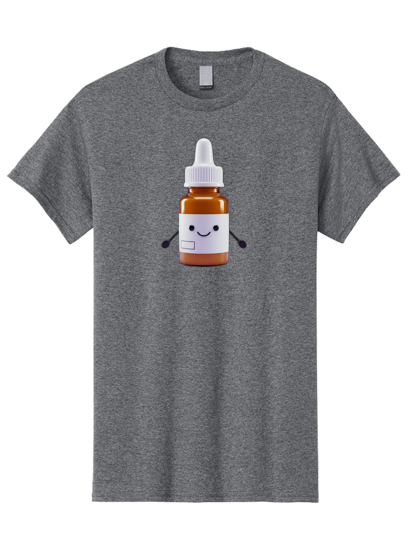 Brown-Medicine-Bottle-With-Smiley-Face Men'S Graphic Tee, 100% Cotton, Comfortable Casual Summer Wear, Machine Washable, Medicine Bottle With Smiley Face, Blank Label, Cute Medical Supplies, Humorous Healthcare, Quirky Medicine, Medical Humor, Baa240 11