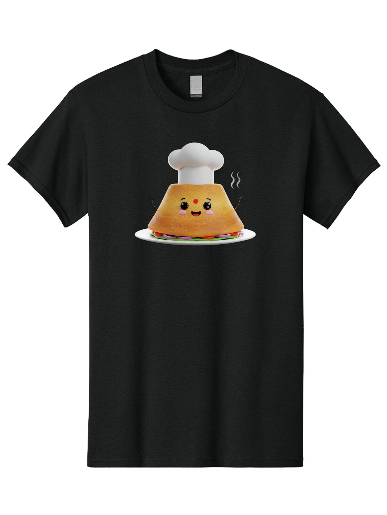 Burger-Chef Men'S Graphic Tee, 100% Cotton, Comfortable Casual Summer Wear, Machine Washable, Smiling Burger, Chef Hat, Cartoon Food, Happy Meal, Funny Character, Foodie Fun, Animated Scene, Kawaii Culture Baa242