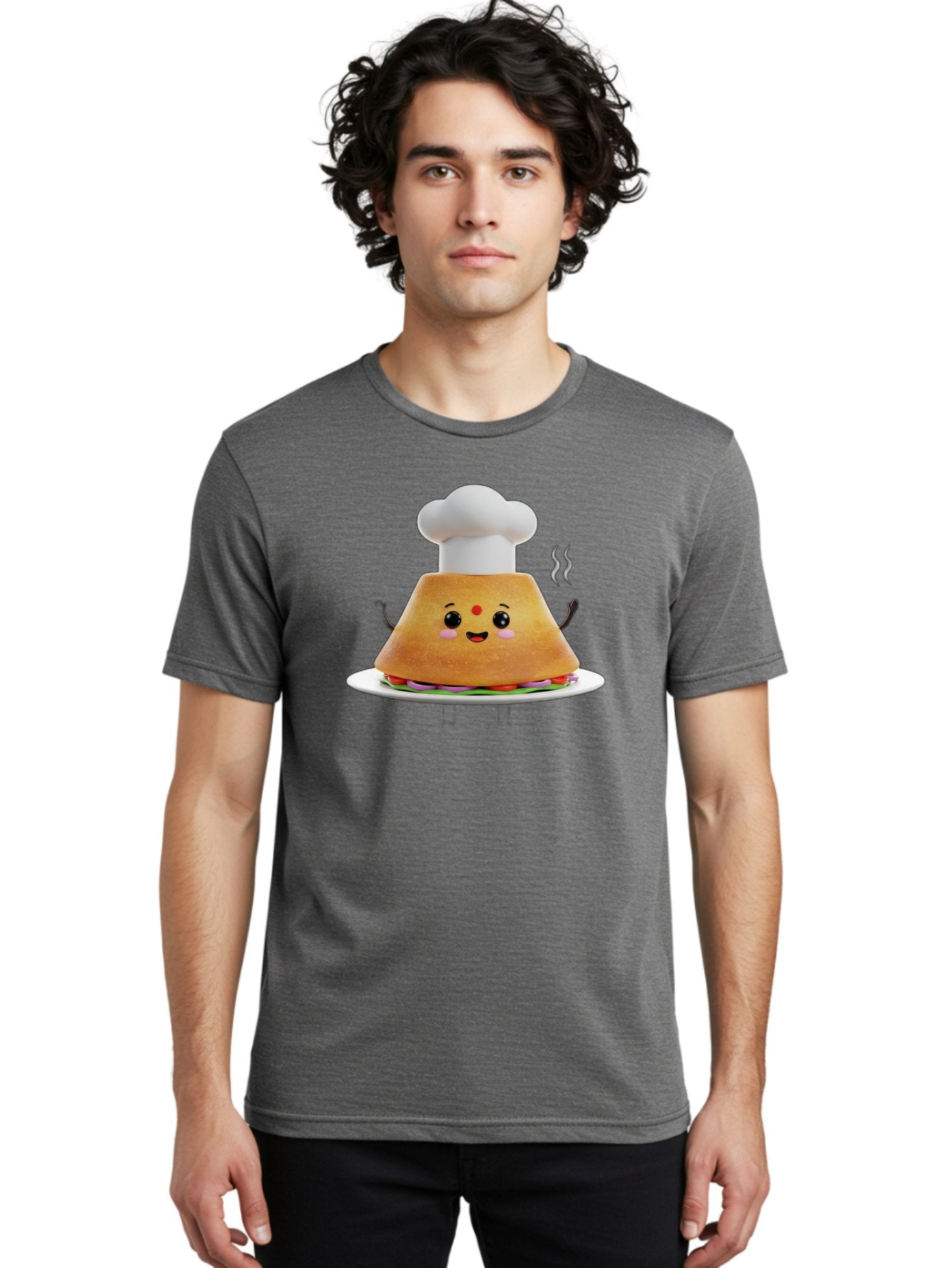 Burger-Chef Men'S Graphic Tee, 100% Cotton, Comfortable Casual Summer Wear, Machine Washable, Smiling Burger, Chef Hat, Cartoon Food, Happy Meal, Funny Character, Foodie Fun, Animated Scene, Kawaii Culture Baa242 23