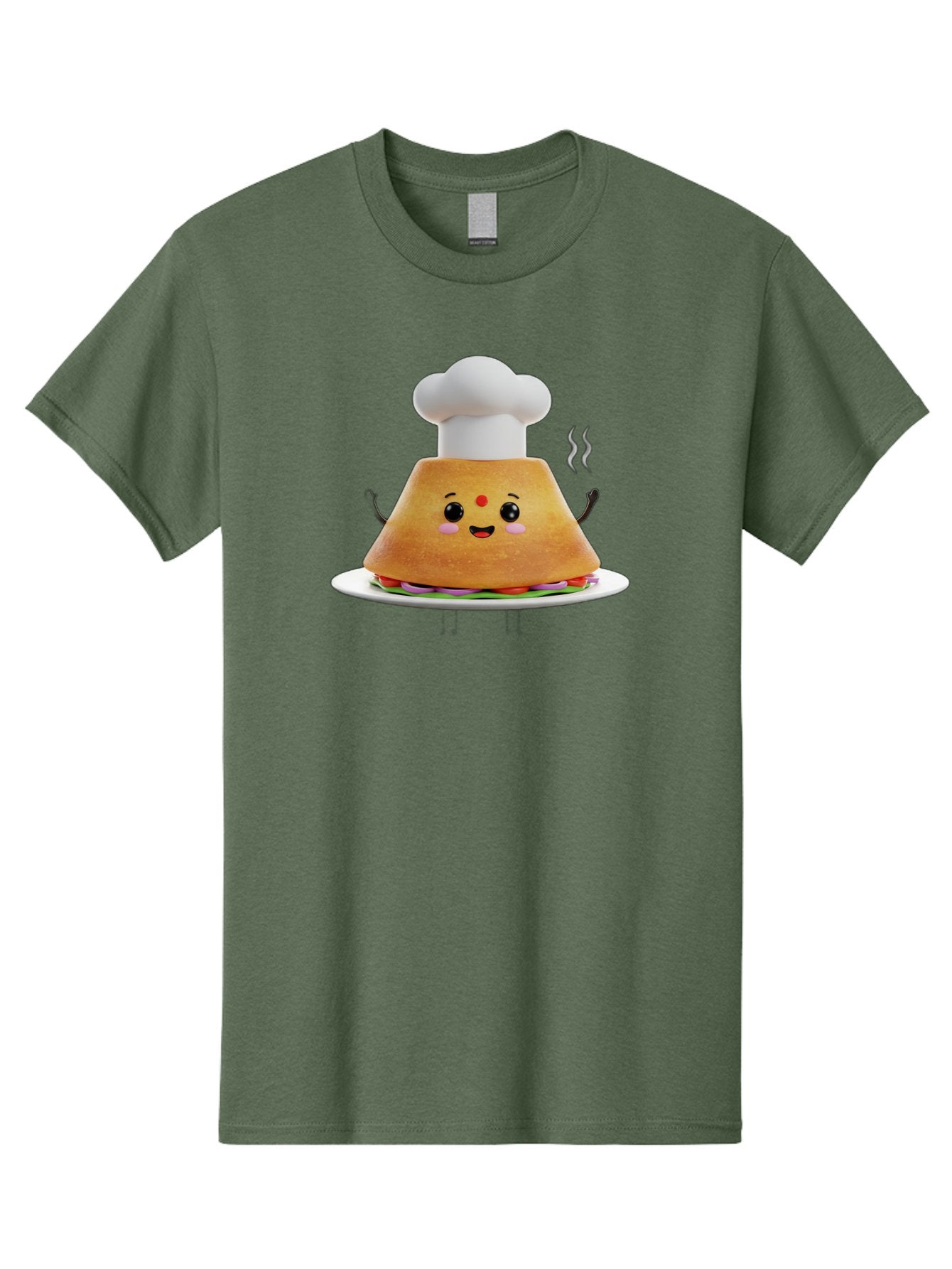 Burger-Chef Men'S Graphic Tee, 100% Cotton, Comfortable Casual Summer Wear, Machine Washable, Smiling Burger, Chef Hat, Cartoon Food, Happy Meal, Funny Character, Foodie Fun, Animated Scene, Kawaii Culture Baa242