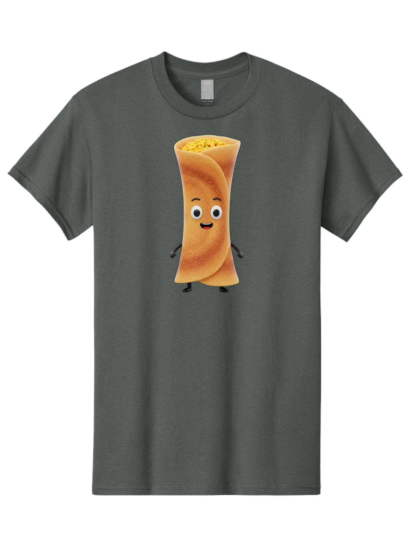 Burrito-Character Men'S Graphic Tee, 100% Cotton, Comfortable Casual Summer Wear, Machine Washable, Cartoon Burrito, Smiling Face, Eyes, Eyebrows, Mouth, Stuffed With Yellow Filling, Mexican Food, Animated Character, Funny, Playful, Foodie, Baa243 10