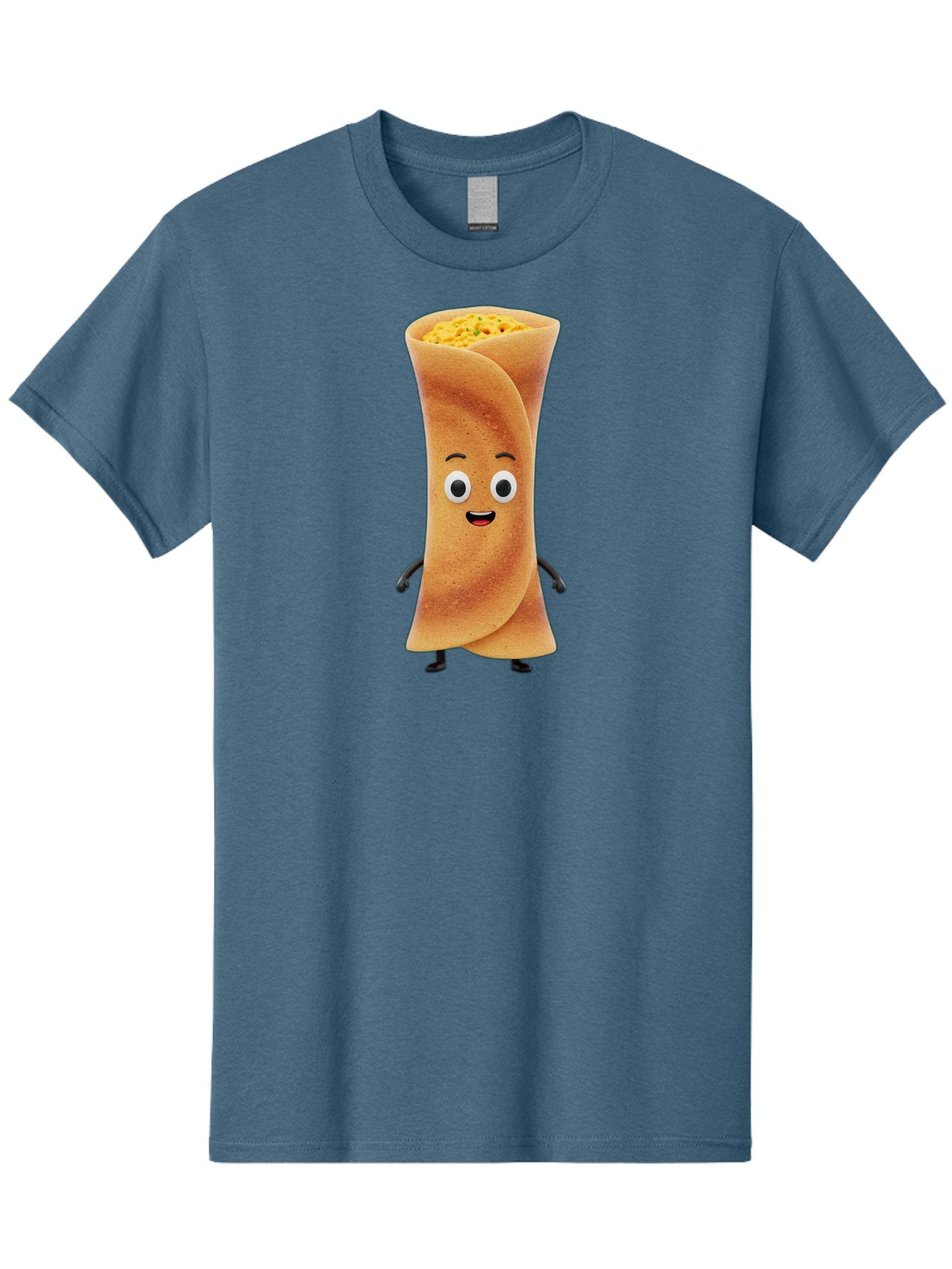 Burrito-Character Men'S Graphic Tee, 100% Cotton, Comfortable Casual Summer Wear, Machine Washable, Cartoon Burrito, Smiling Face, Eyes, Eyebrows, Mouth, Stuffed With Yellow Filling, Mexican Food, Animated Character, Funny, Playful, Foodie, Baa243 8