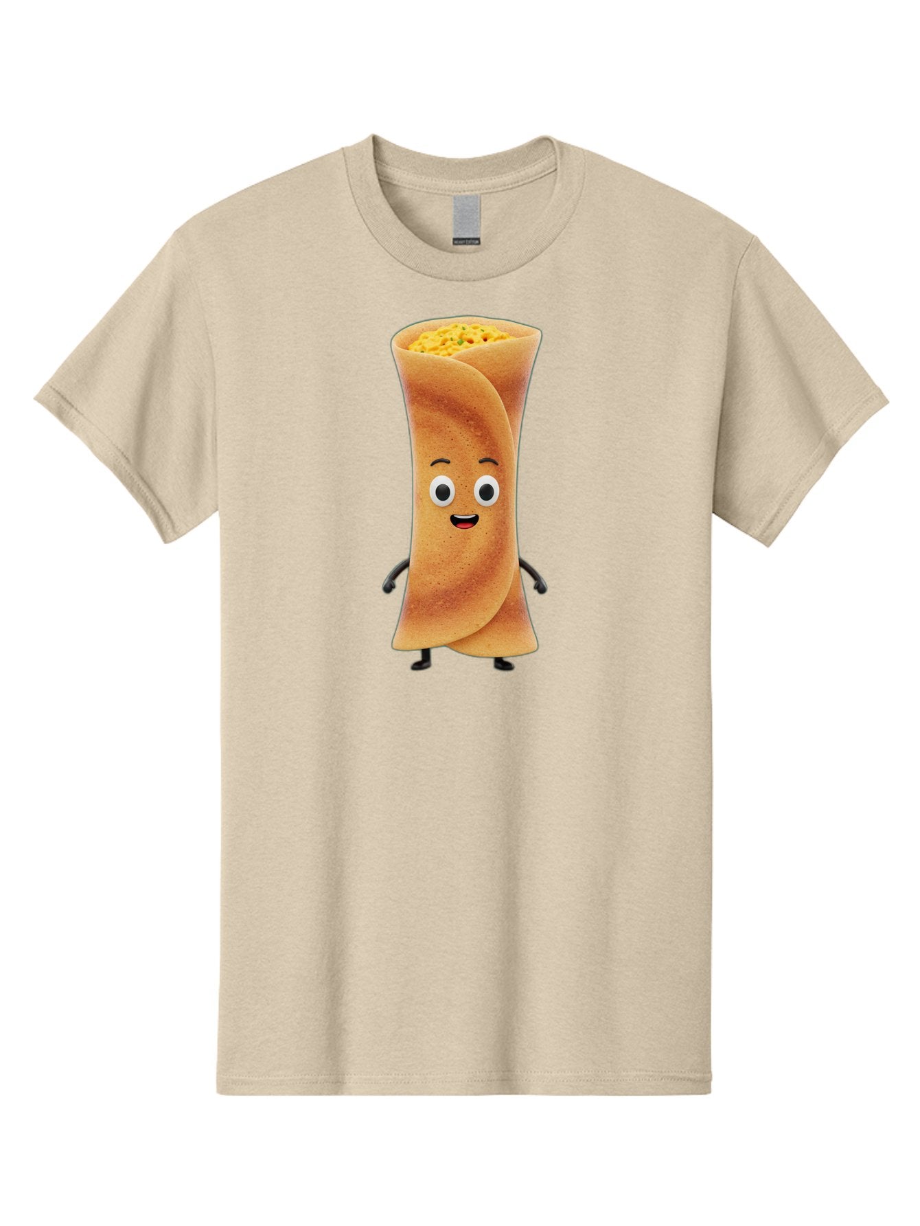 Burrito-Character Men'S Graphic Tee, 100% Cotton, Comfortable Casual Summer Wear, Machine Washable, Cartoon Burrito, Smiling Face, Eyes, Eyebrows, Mouth, Stuffed With Yellow Filling, Mexican Food, Animated Character, Funny, Playful, Foodie, Baa243 15