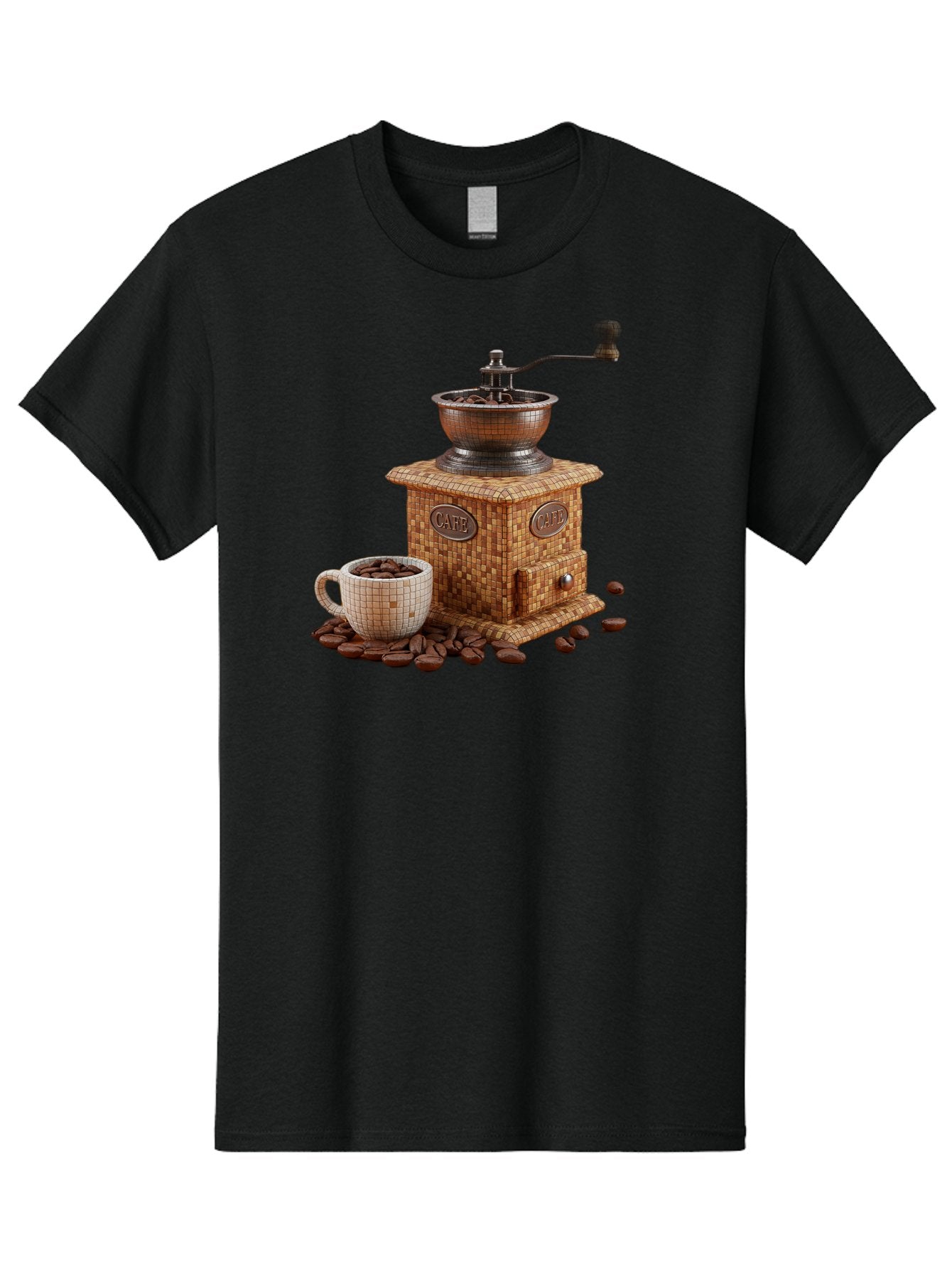 Cafe-Coffee-Grinder-1 Men'S Graphic Tee, 100% Cotton, Comfortable Casual Summer Wear, Machine Washable, Vintage Coffee Grinder, Coffee Beans, Cafe, Manual Grinder, Retro Kitchen, Coffee Lover, Morning Coffee, Coffee Cup, Coffee Time, Baa245 9