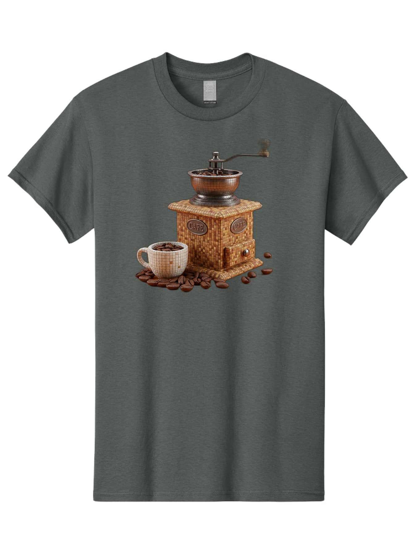 Cafe-Coffee-Grinder-1 Men'S Graphic Tee, 100% Cotton, Comfortable Casual Summer Wear, Machine Washable, Vintage Coffee Grinder, Coffee Beans, Cafe, Manual Grinder, Retro Kitchen, Coffee Lover, Morning Coffee, Coffee Cup, Coffee Time, Baa245 5