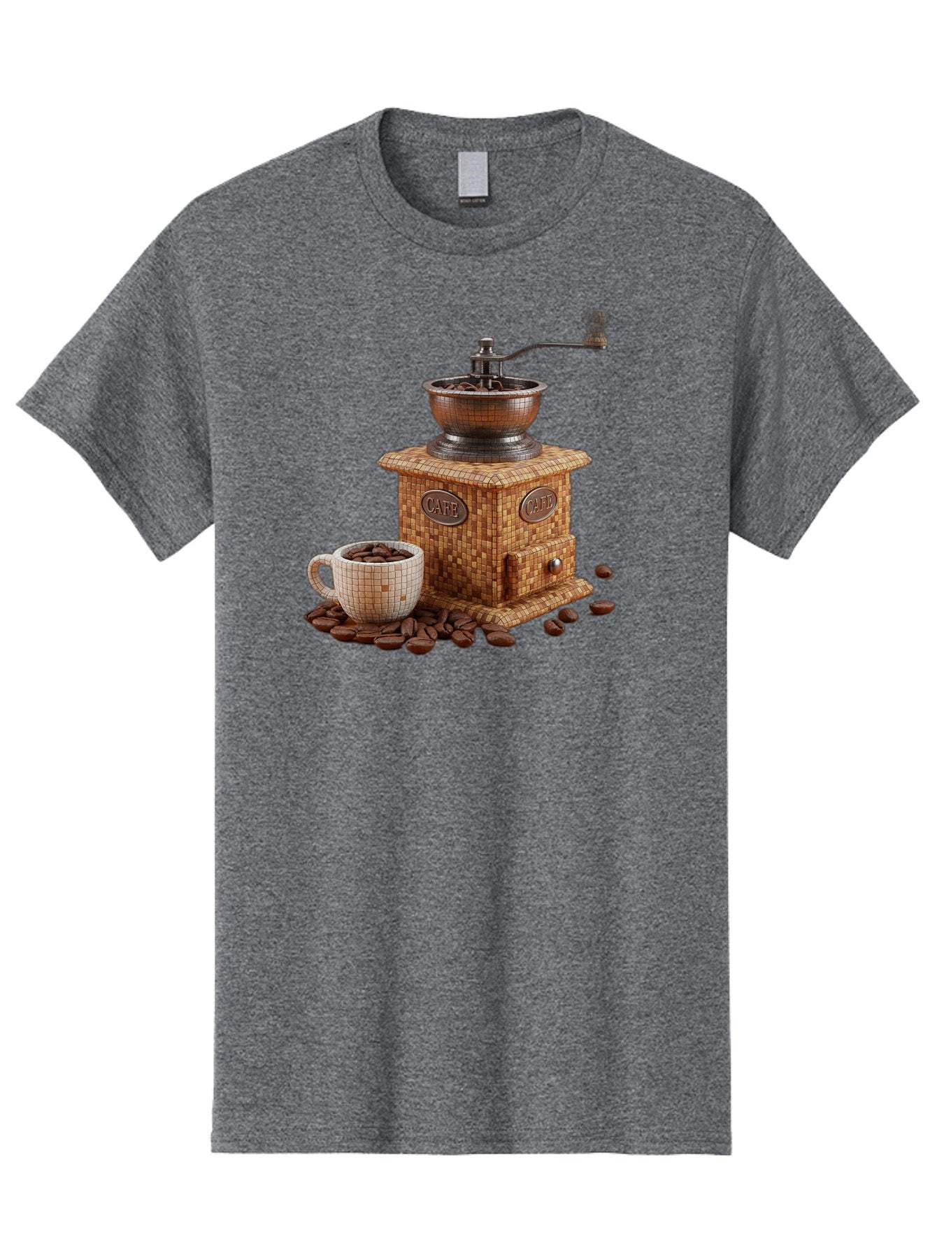 Cafe-Coffee-Grinder-1 Men'S Graphic Tee, 100% Cotton, Comfortable Casual Summer Wear, Machine Washable, Vintage Coffee Grinder, Coffee Beans, Cafe, Manual Grinder, Retro Kitchen, Coffee Lover, Morning Coffee, Coffee Cup, Coffee Time, Baa245 10