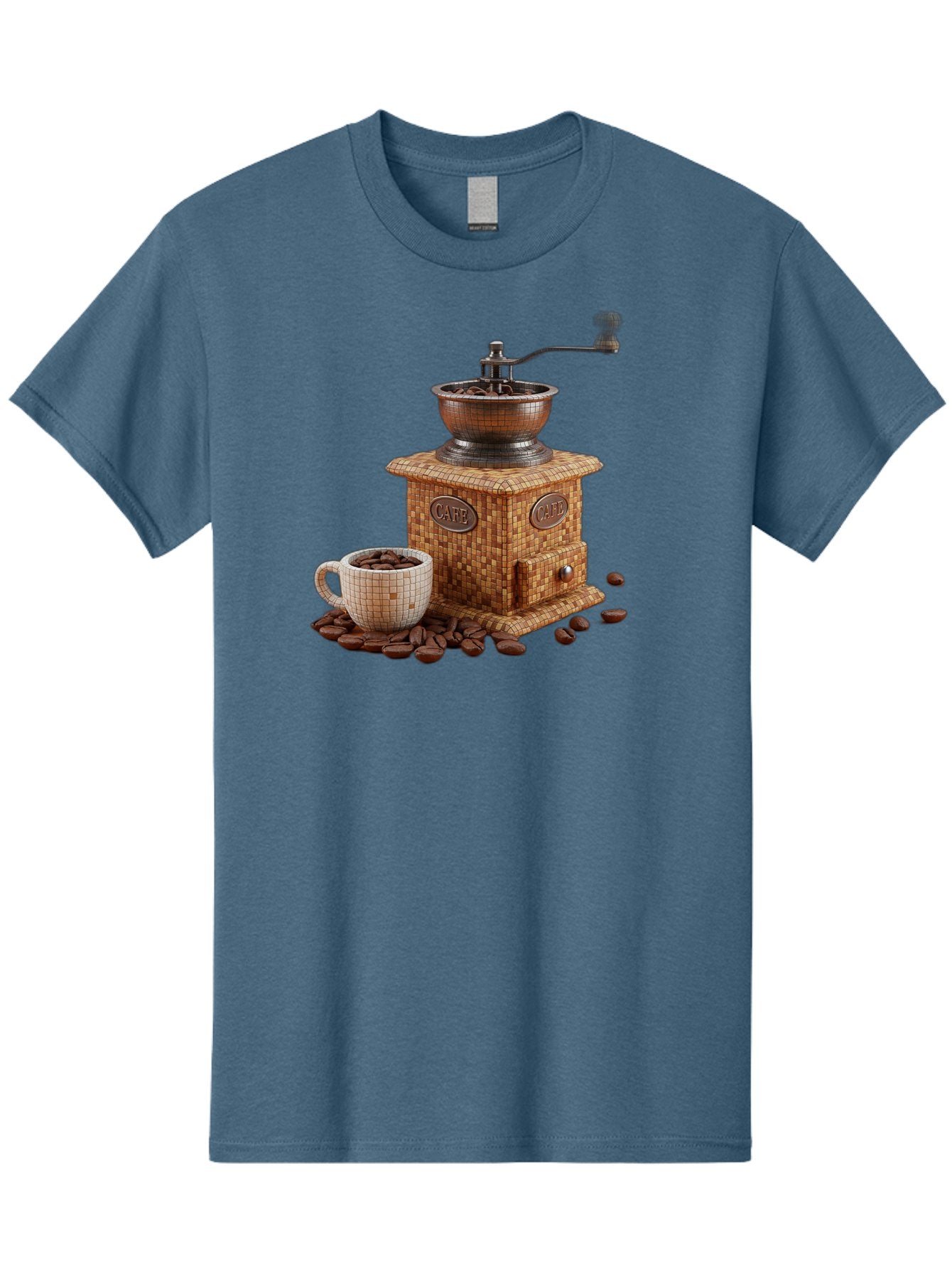 Cafe-Coffee-Grinder-1 Men'S Graphic Tee, 100% Cotton, Comfortable Casual Summer Wear, Machine Washable, Vintage Coffee Grinder, Coffee Beans, Cafe, Manual Grinder, Retro Kitchen, Coffee Lover, Morning Coffee, Coffee Cup, Coffee Time, Baa245 15