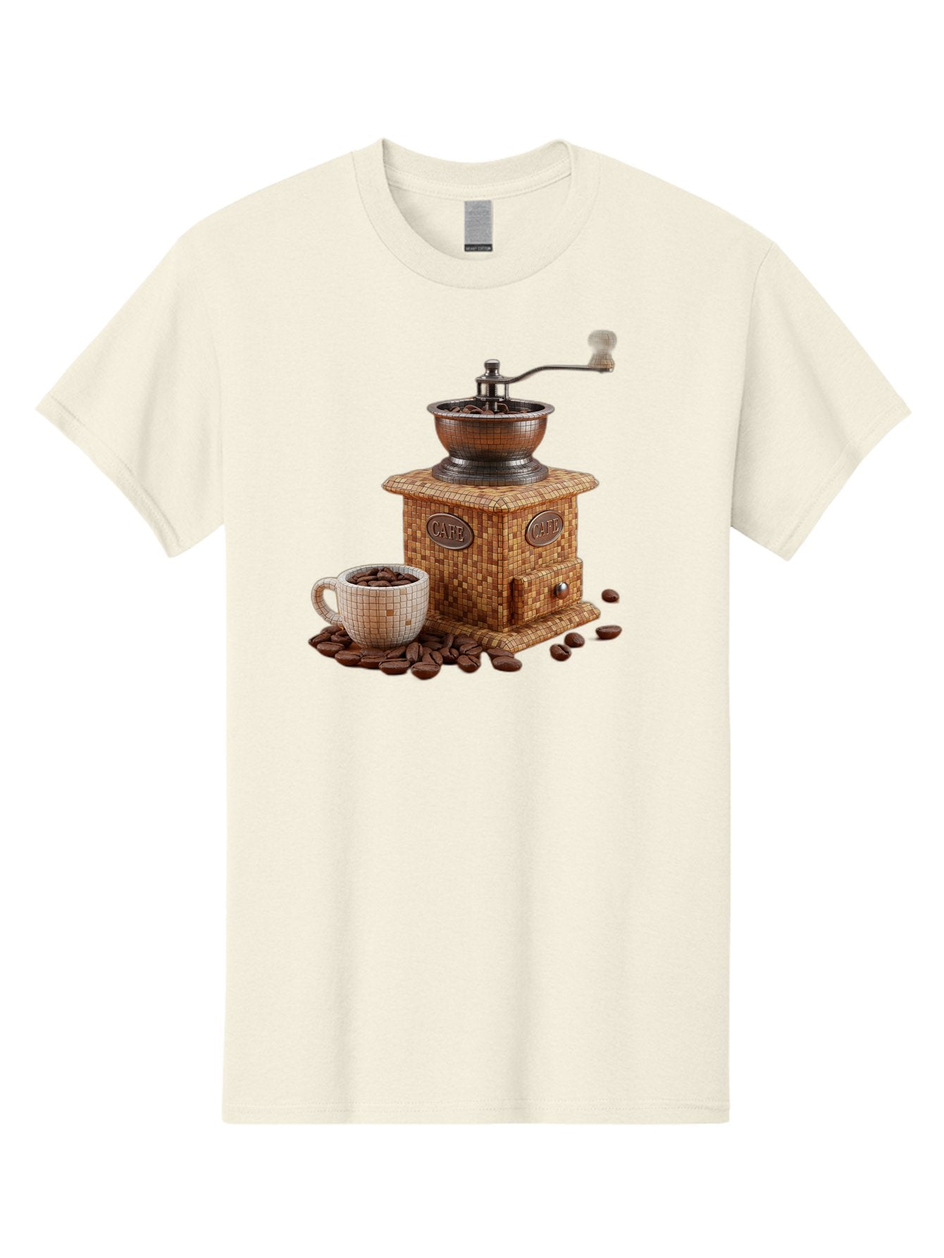 Cafe-Coffee-Grinder-1 Men'S Graphic Tee, 100% Cotton, Comfortable Casual Summer Wear, Machine Washable, Vintage Coffee Grinder, Coffee Beans, Cafe, Manual Grinder, Retro Kitchen, Coffee Lover, Morning Coffee, Coffee Cup, Coffee Time, Baa245 13