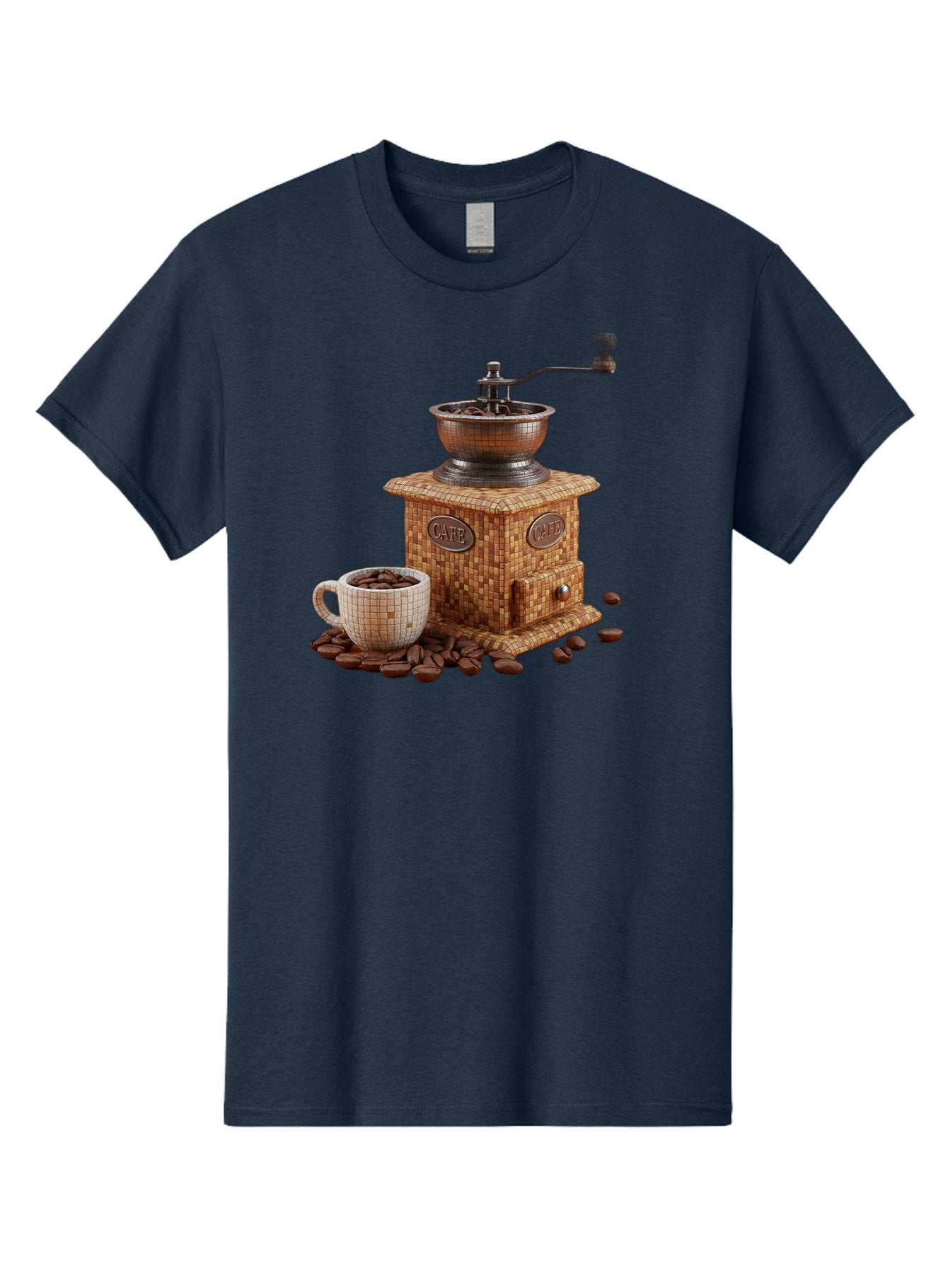 Cafe-Coffee-Grinder-1 Men'S Graphic Tee, 100% Cotton, Comfortable Casual Summer Wear, Machine Washable, Vintage Coffee Grinder, Coffee Beans, Cafe, Manual Grinder, Retro Kitchen, Coffee Lover, Morning Coffee, Coffee Cup, Coffee Time, Baa245 4