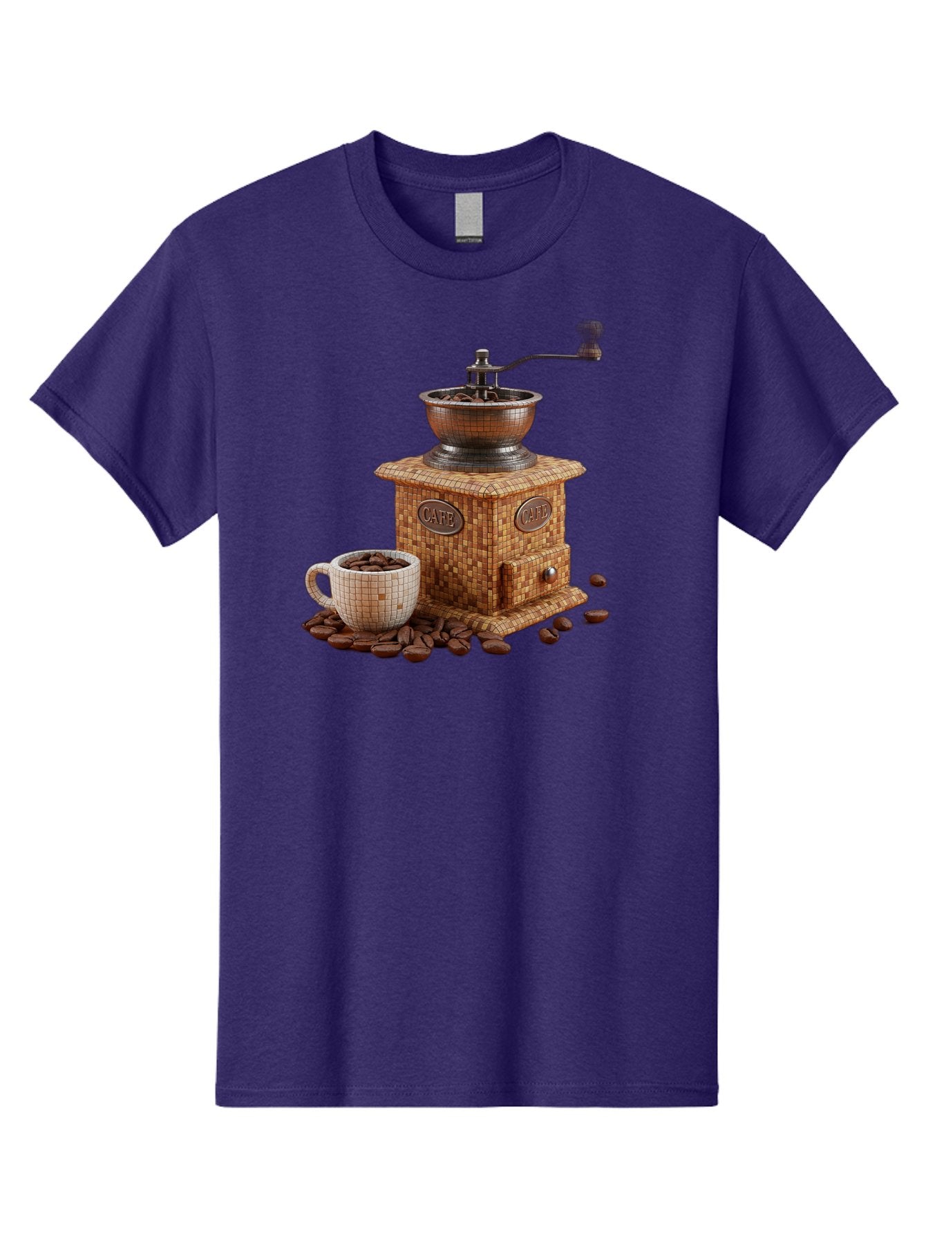 Cafe-Coffee-Grinder-1 Men'S Graphic Tee, 100% Cotton, Comfortable Casual Summer Wear, Machine Washable, Vintage Coffee Grinder, Coffee Beans, Cafe, Manual Grinder, Retro Kitchen, Coffee Lover, Morning Coffee, Coffee Cup, Coffee Time, Baa245 3