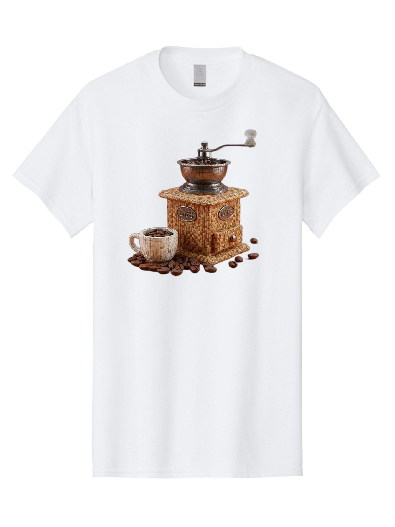 Cafe-Coffee-Grinder-1 Men'S Graphic Tee, 100% Cotton, Comfortable Casual Summer Wear, Machine Washable, Vintage Coffee Grinder, Coffee Beans, Cafe, Manual Grinder, Retro Kitchen, Coffee Lover, Morning Coffee, Coffee Cup, Coffee Time, Baa245 7