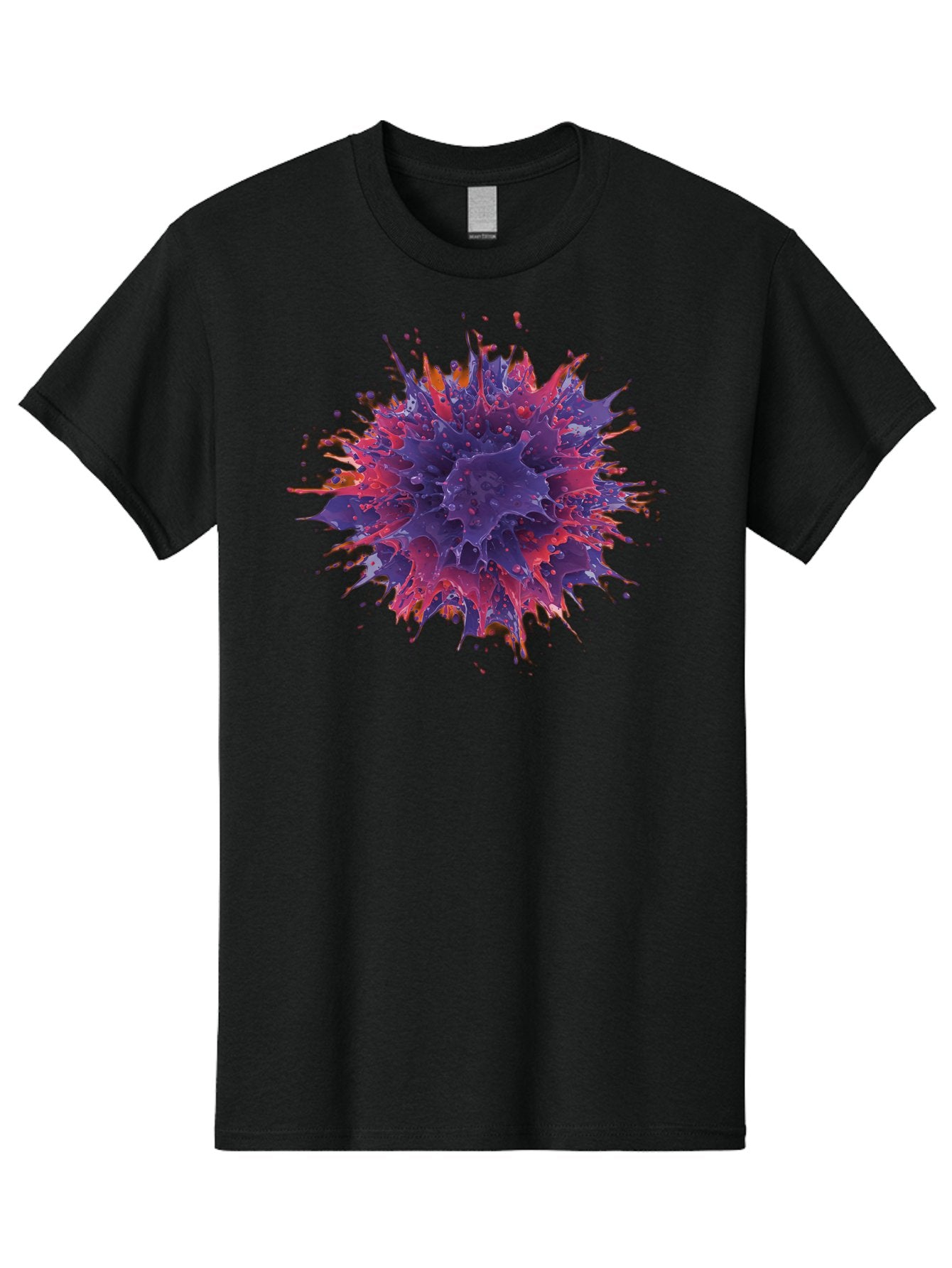 Cancer-Cell Men'S Graphic Tee, 100% Cotton, Comfortable Casual Summer Wear, Machine Washable, Cancer Cell, Tumor Cell, Abnormal Cell Growth, Purple And Red Cell Structure, Spiky Cell Texture, Medical Illustration, Cancer Research, Cell Biology Baa248 4