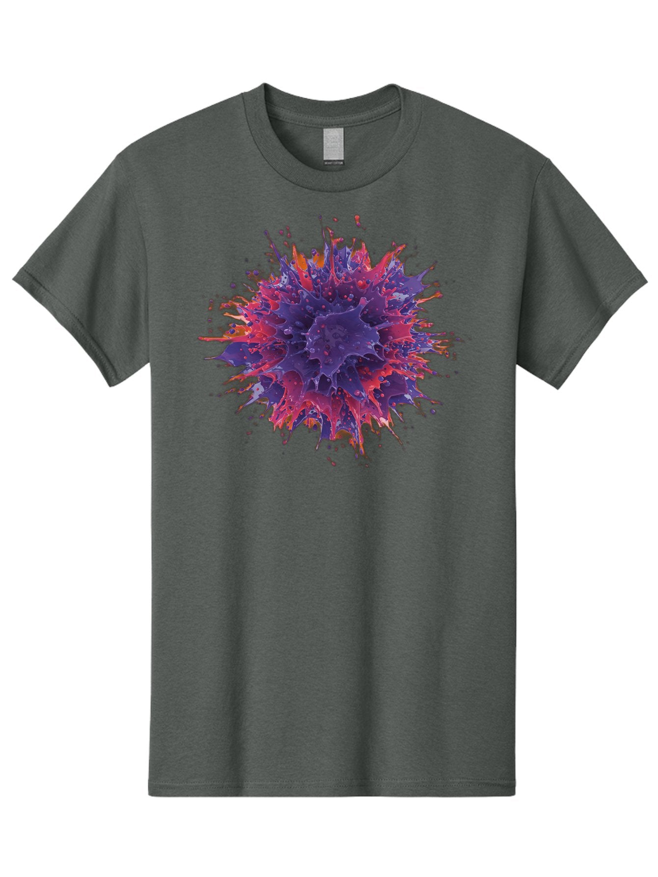 Cancer-Cell Men'S Graphic Tee, 100% Cotton, Comfortable Casual Summer Wear, Machine Washable, Cancer Cell, Tumor Cell, Abnormal Cell Growth, Purple And Red Cell Structure, Spiky Cell Texture, Medical Illustration, Cancer Research, Cell Biology Baa248 10