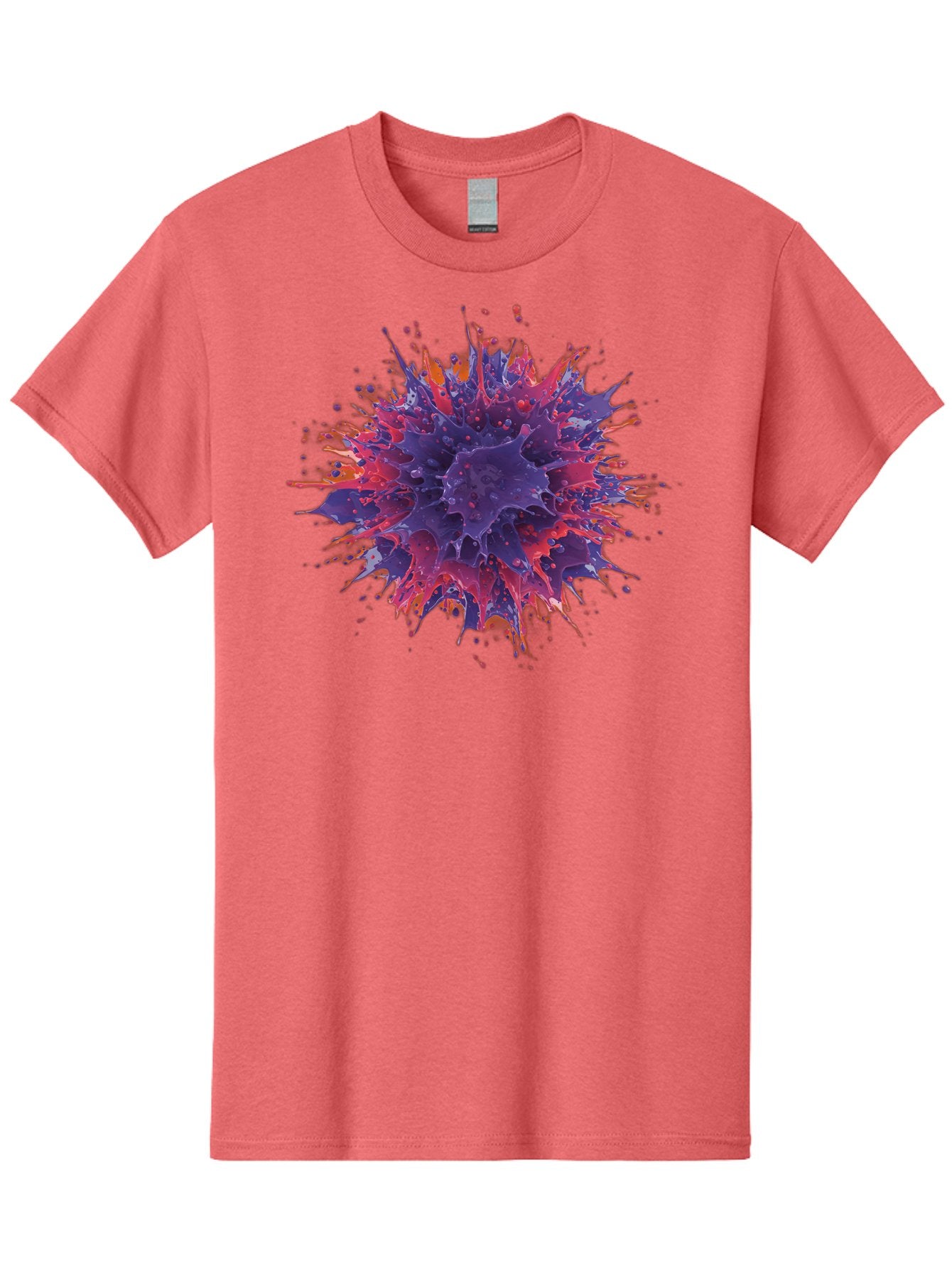 Cancer-Cell Men'S Graphic Tee, 100% Cotton, Comfortable Casual Summer Wear, Machine Washable, Cancer Cell, Tumor Cell, Abnormal Cell Growth, Purple And Red Cell Structure, Spiky Cell Texture, Medical Illustration, Cancer Research, Cell Biology Baa248 9