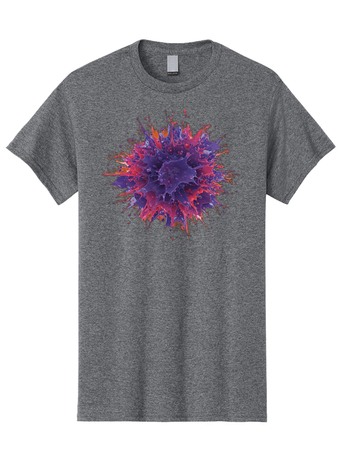 Cancer-Cell Men'S Graphic Tee, 100% Cotton, Comfortable Casual Summer Wear, Machine Washable, Cancer Cell, Tumor Cell, Abnormal Cell Growth, Purple And Red Cell Structure, Spiky Cell Texture, Medical Illustration, Cancer Research, Cell Biology Baa248 13