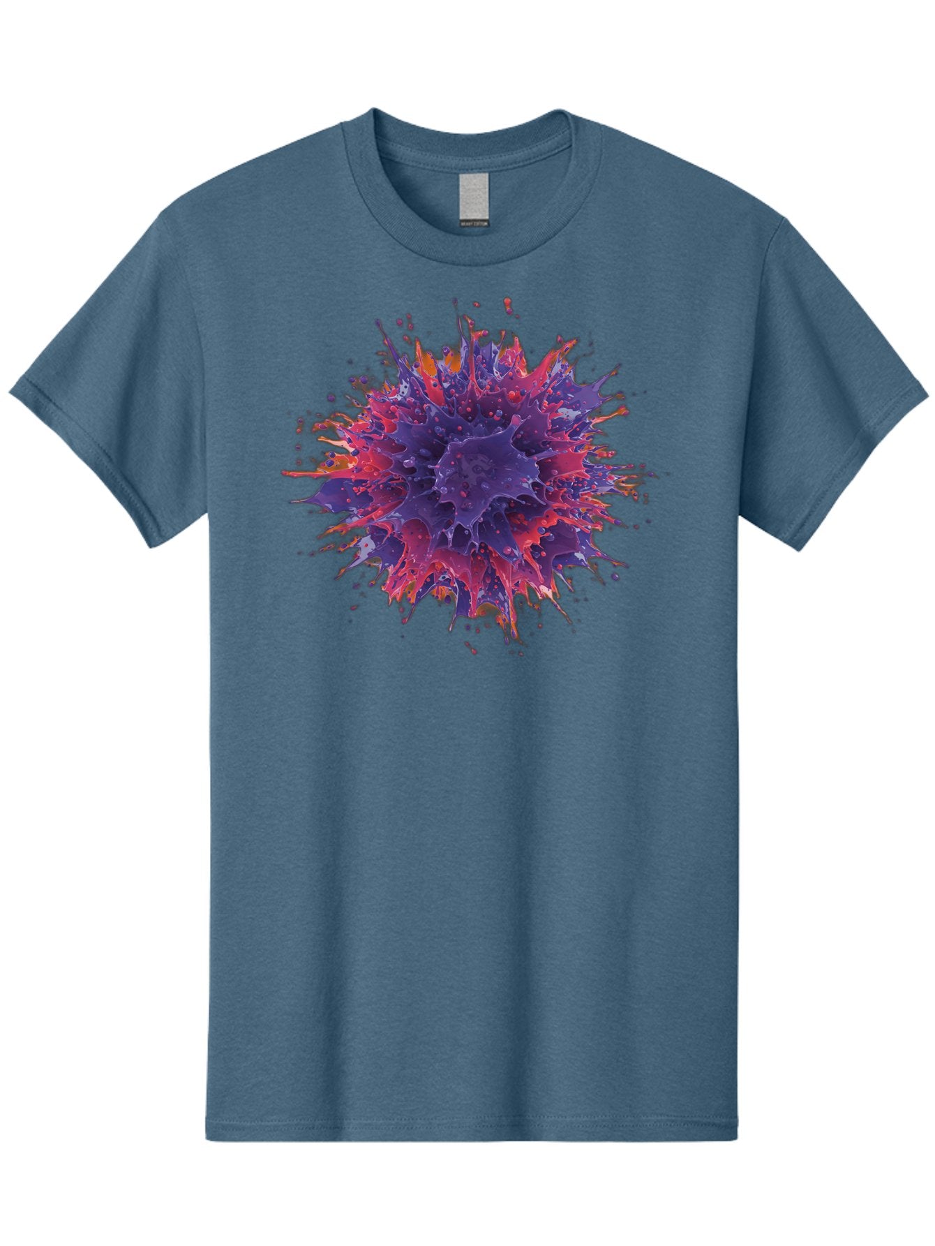 Cancer-Cell Men'S Graphic Tee, 100% Cotton, Comfortable Casual Summer Wear, Machine Washable, Cancer Cell, Tumor Cell, Abnormal Cell Growth, Purple And Red Cell Structure, Spiky Cell Texture, Medical Illustration, Cancer Research, Cell Biology Baa248