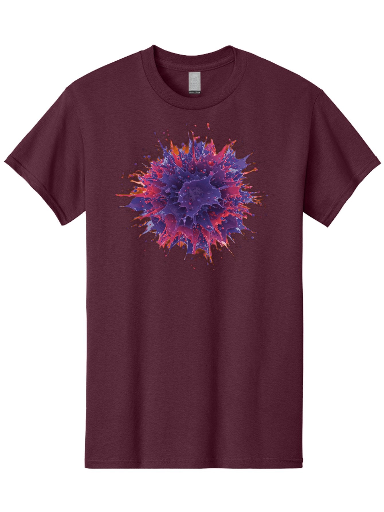 Cancer-Cell Men'S Graphic Tee, 100% Cotton, Comfortable Casual Summer Wear, Machine Washable, Cancer Cell, Tumor Cell, Abnormal Cell Growth, Purple And Red Cell Structure, Spiky Cell Texture, Medical Illustration, Cancer Research, Cell Biology Baa248 8