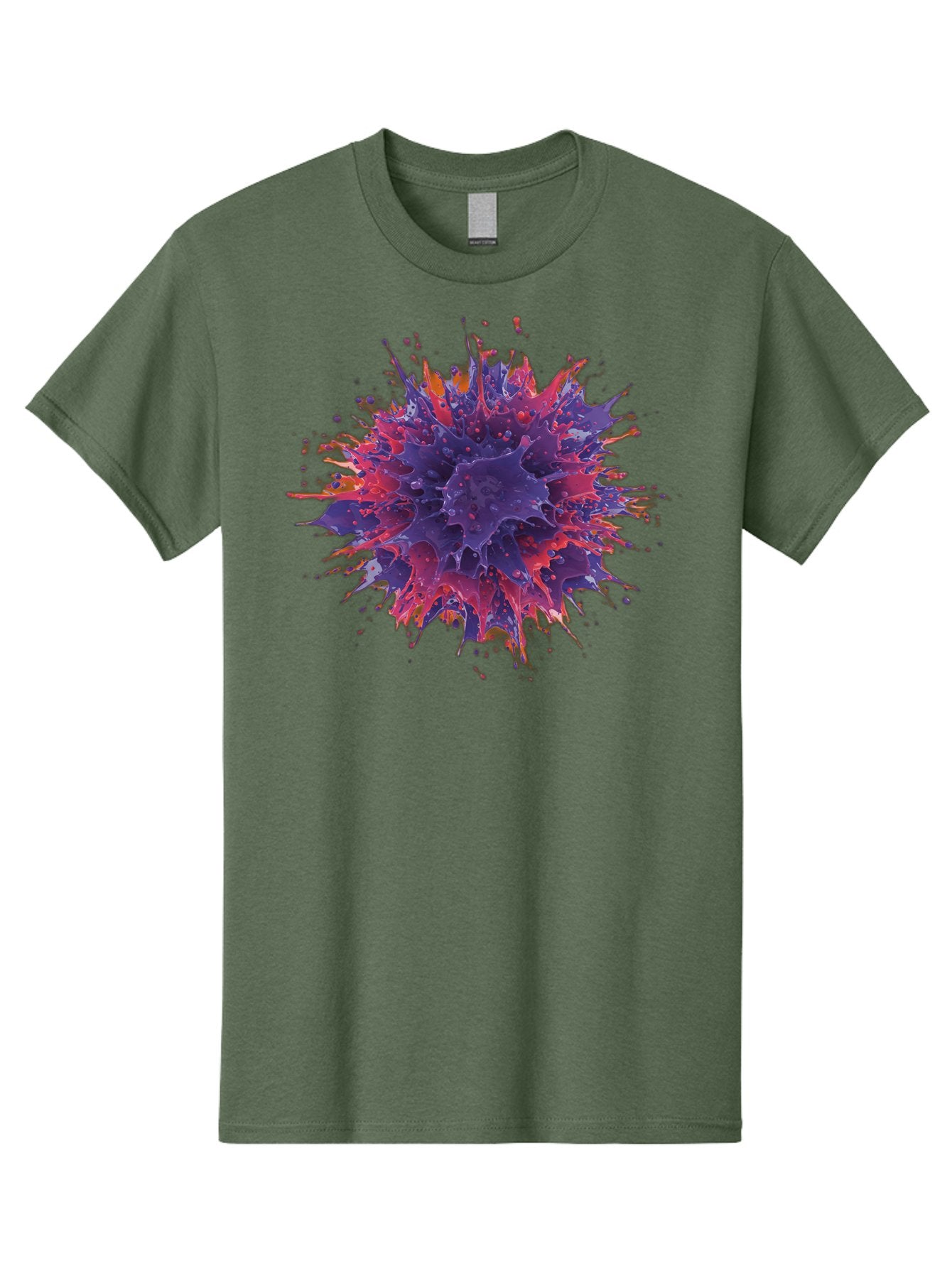 Cancer-Cell Men'S Graphic Tee, 100% Cotton, Comfortable Casual Summer Wear, Machine Washable, Cancer Cell, Tumor Cell, Abnormal Cell Growth, Purple And Red Cell Structure, Spiky Cell Texture, Medical Illustration, Cancer Research, Cell Biology Baa248 3