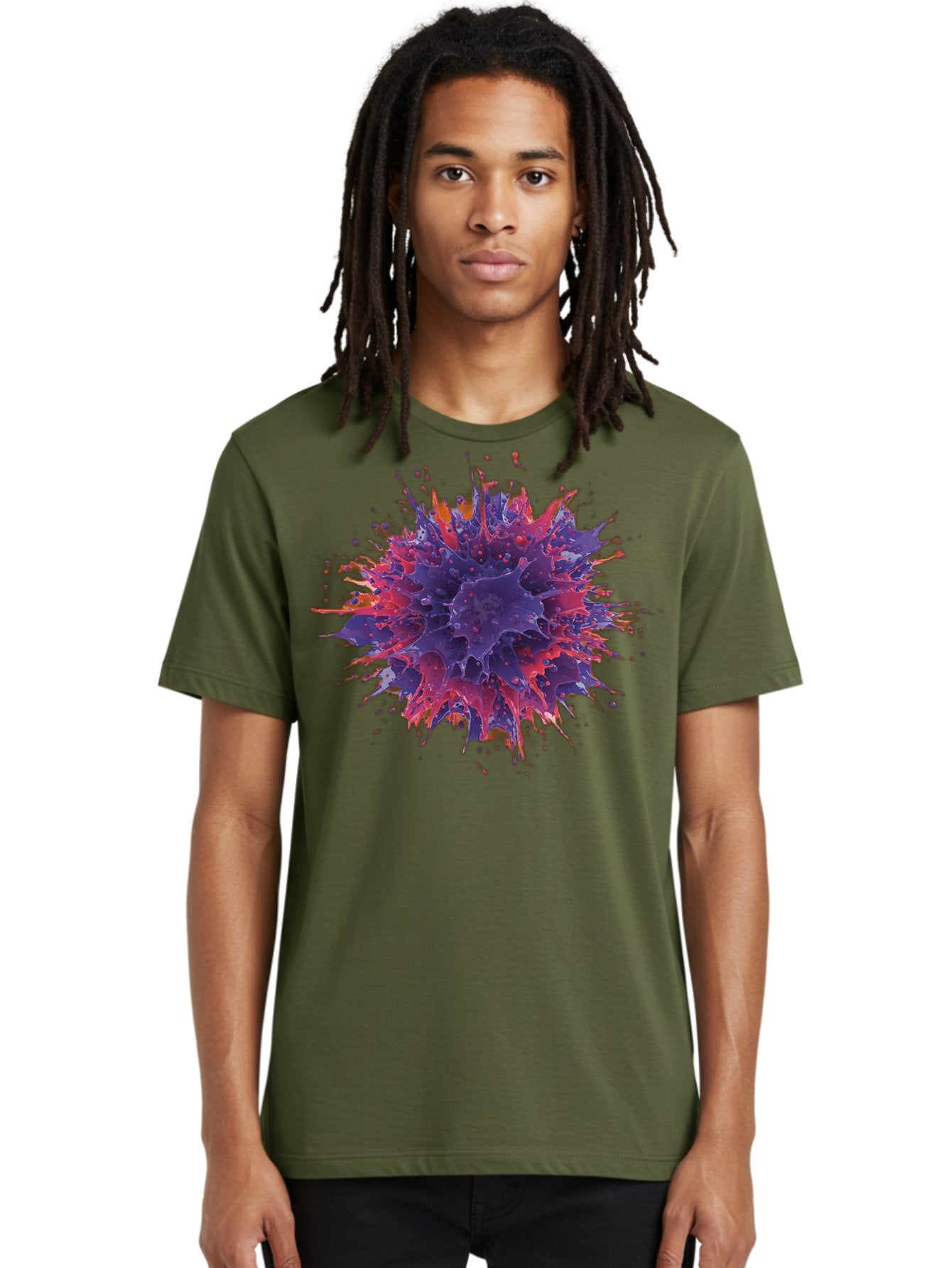 Cancer-Cell Men'S Graphic Tee, 100% Cotton, Comfortable Casual Summer Wear, Machine Washable, Cancer Cell, Tumor Cell, Abnormal Cell Growth, Purple And Red Cell Structure, Spiky Cell Texture, Medical Illustration, Cancer Research, Cell Biology Baa248 22