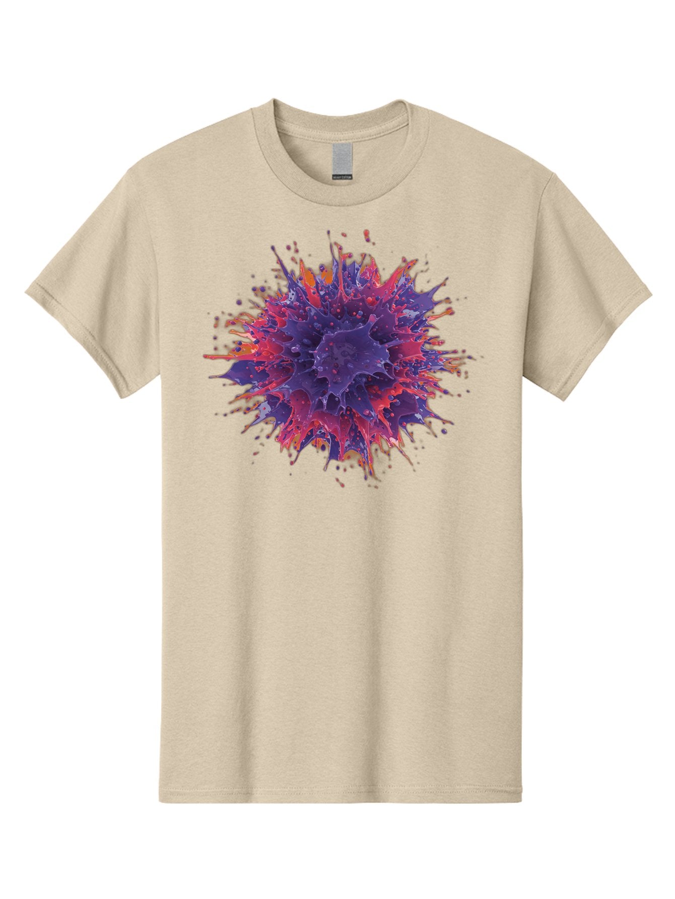 Cancer-Cell Men'S Graphic Tee, 100% Cotton, Comfortable Casual Summer Wear, Machine Washable, Cancer Cell, Tumor Cell, Abnormal Cell Growth, Purple And Red Cell Structure, Spiky Cell Texture, Medical Illustration, Cancer Research, Cell Biology Baa248 6