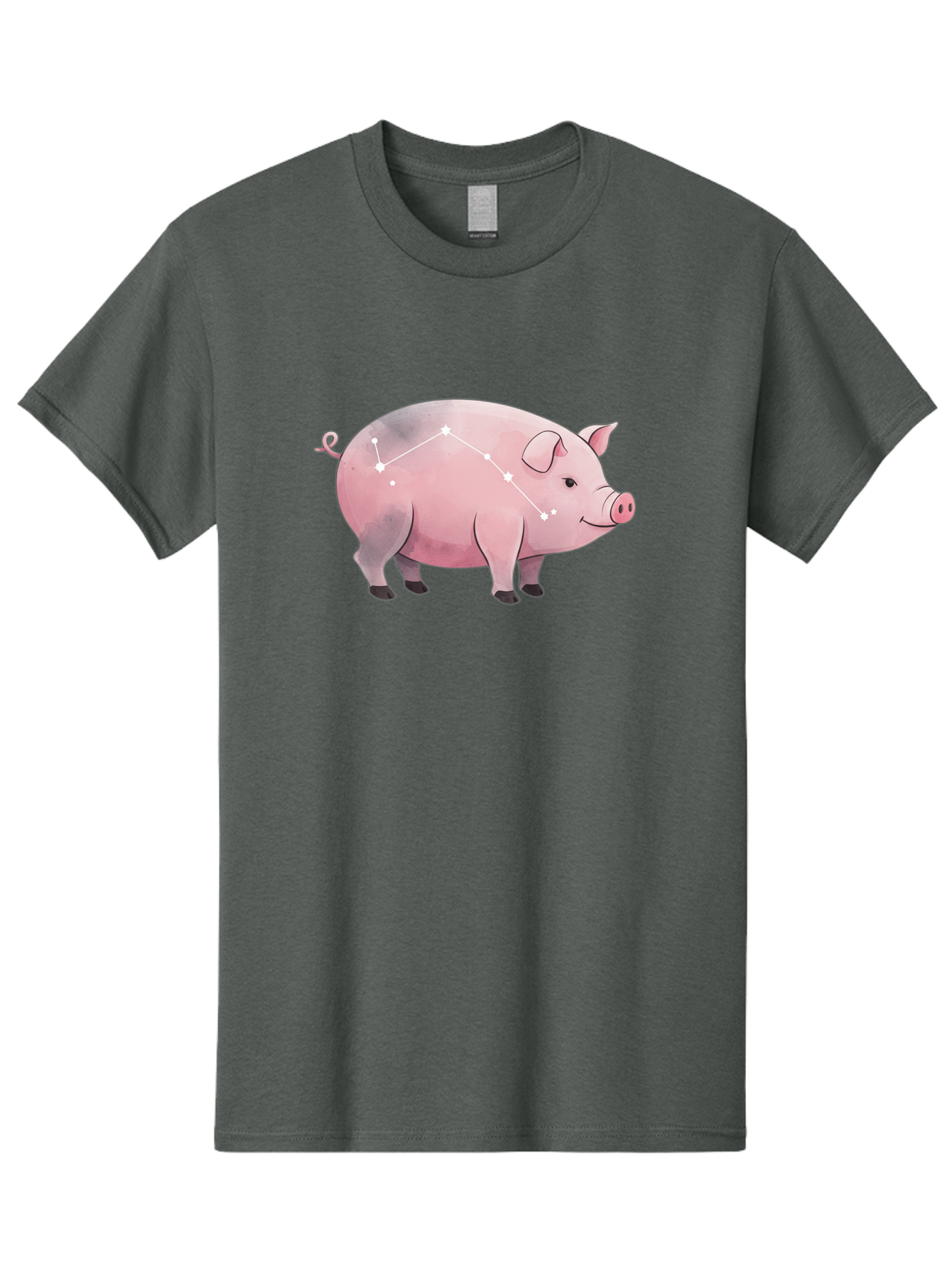 Cancer Men'S Graphic Tee, 100% Cotton, Comfortable Casual Summer Wear, Machine Washable, Cartoon Pig, Zodiac Sign, Astrology Symbol, Constellation Pattern, Cute Animal Illustration, Starry Design, Funny Pig Graphics Baa249 21