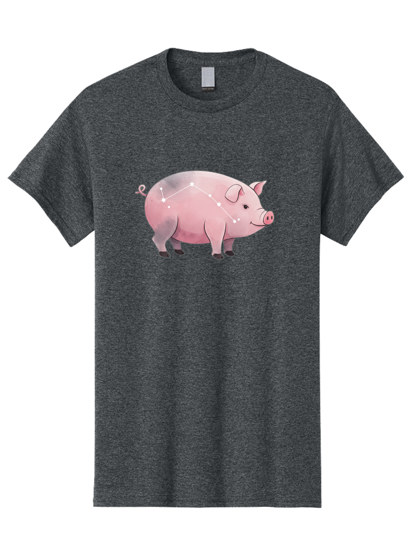 Cancer Men'S Graphic Tee, 100% Cotton, Comfortable Casual Summer Wear, Machine Washable, Cartoon Pig, Zodiac Sign, Astrology Symbol, Constellation Pattern, Cute Animal Illustration, Starry Design, Funny Pig Graphics Baa249 13