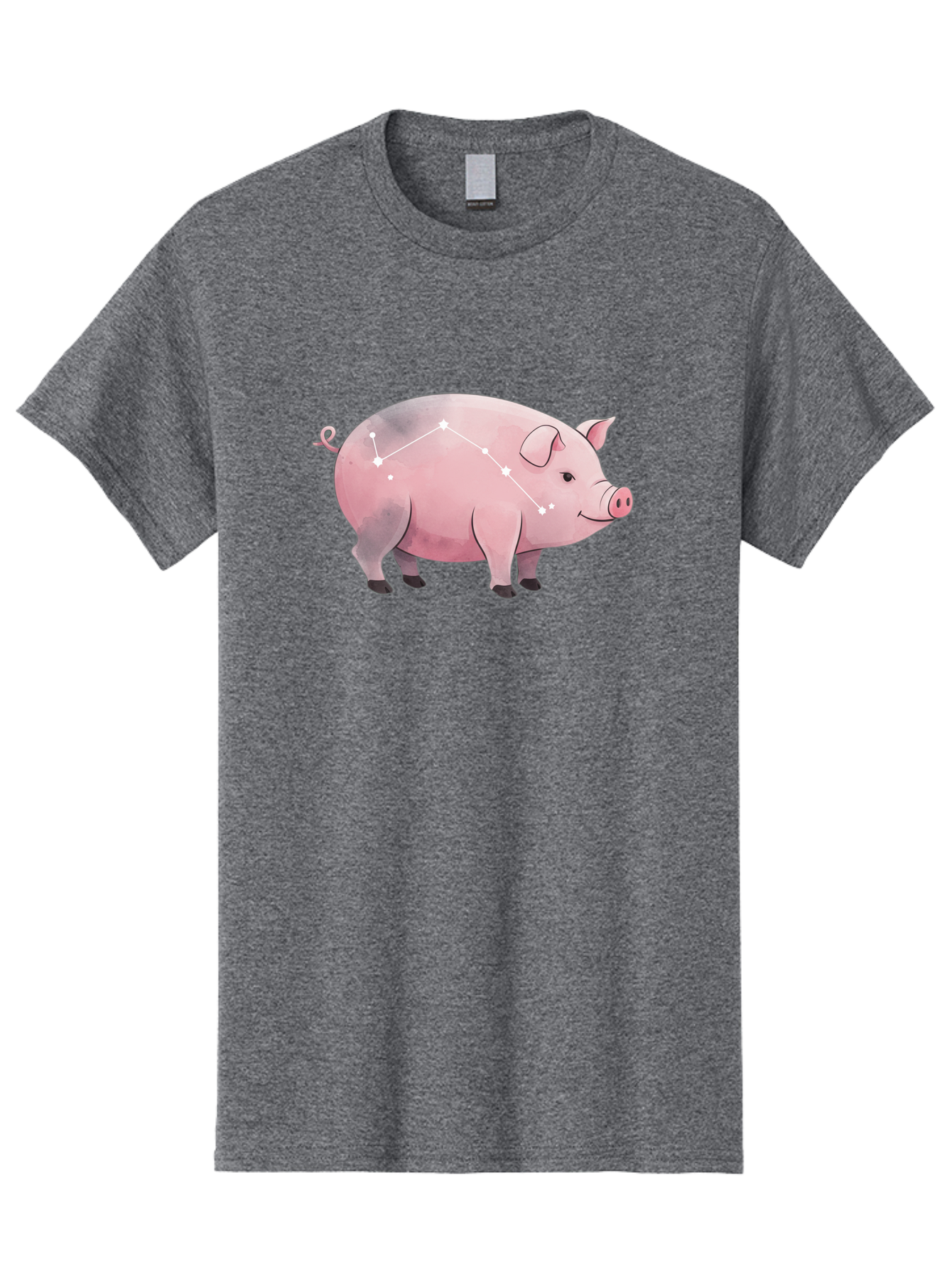 Cancer Men'S Graphic Tee, 100% Cotton, Comfortable Casual Summer Wear, Machine Washable, Cartoon Pig, Zodiac Sign, Astrology Symbol, Constellation Pattern, Cute Animal Illustration, Starry Design, Funny Pig Graphics Baa249 17
