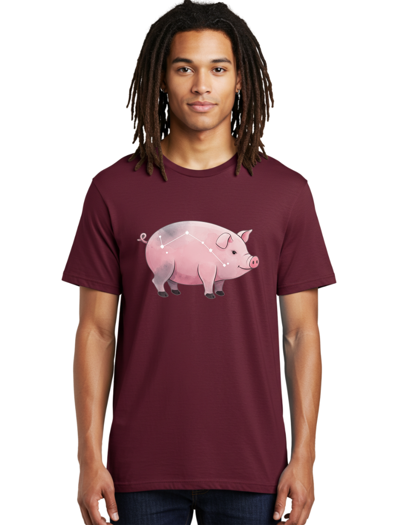 Cancer Men'S Graphic Tee, 100% Cotton, Comfortable Casual Summer Wear, Machine Washable, Cartoon Pig, Zodiac Sign, Astrology Symbol, Constellation Pattern, Cute Animal Illustration, Starry Design, Funny Pig Graphics Baa249 26