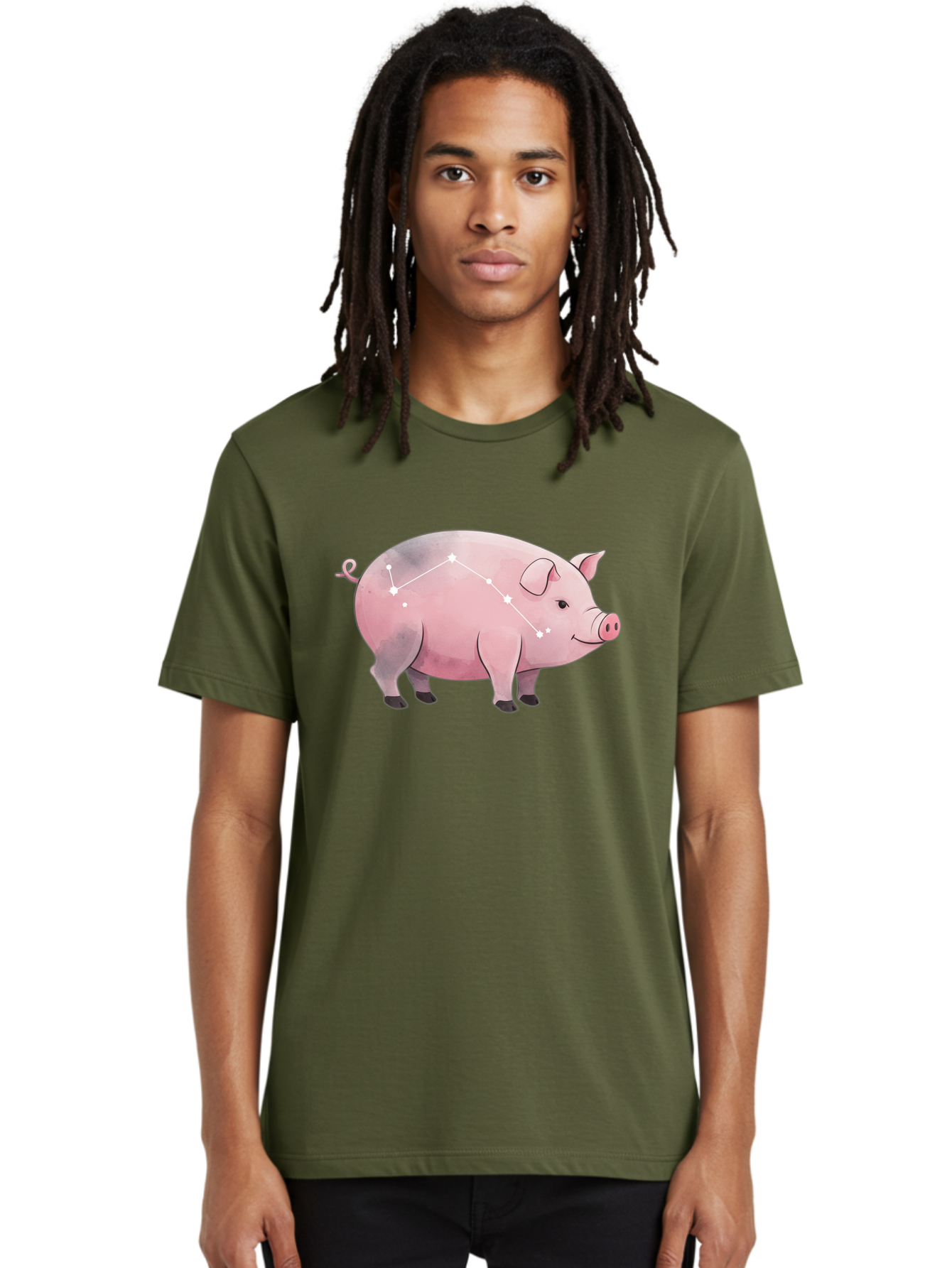 Cancer Men'S Graphic Tee, 100% Cotton, Comfortable Casual Summer Wear, Machine Washable, Cartoon Pig, Zodiac Sign, Astrology Symbol, Constellation Pattern, Cute Animal Illustration, Starry Design, Funny Pig Graphics Baa249 12