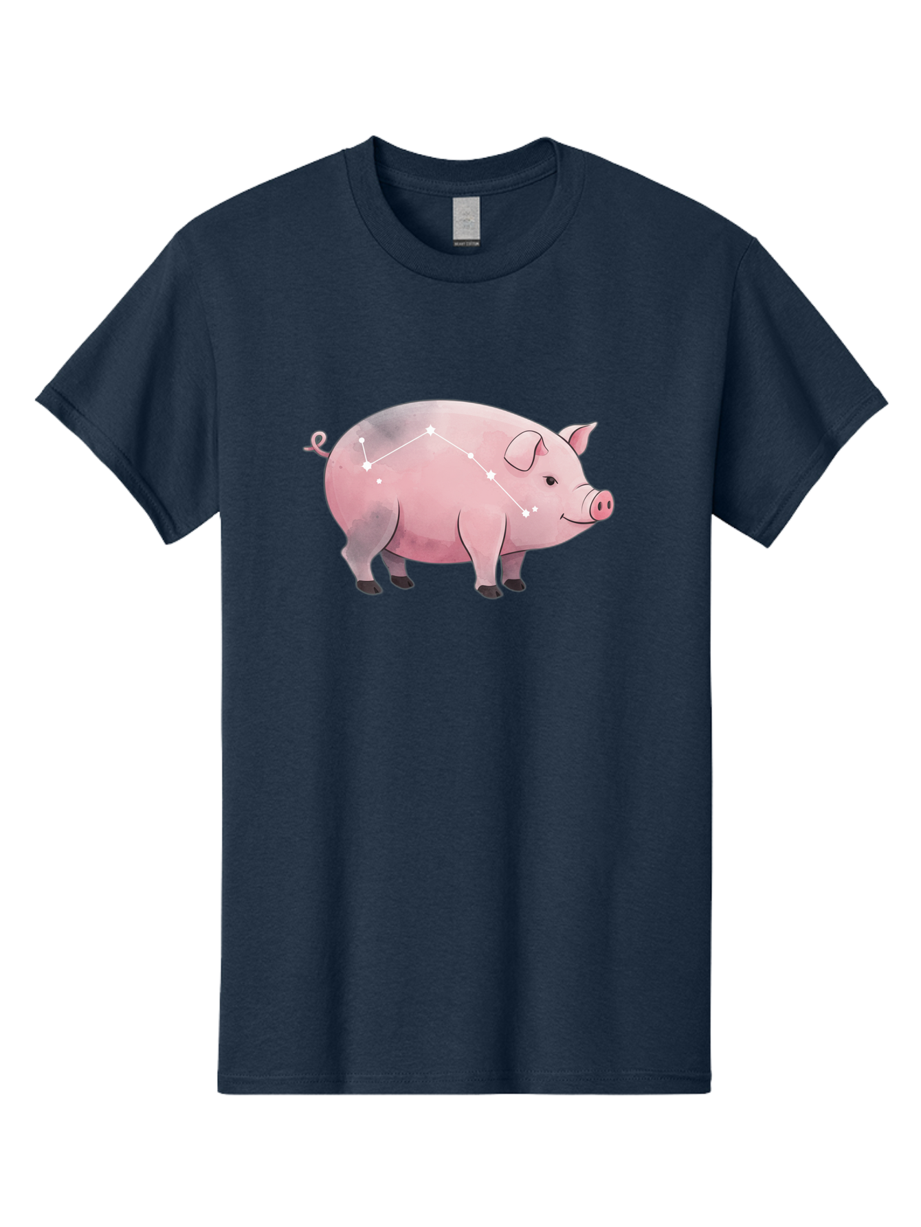 Cancer Men'S Graphic Tee, 100% Cotton, Comfortable Casual Summer Wear, Machine Washable, Cartoon Pig, Zodiac Sign, Astrology Symbol, Constellation Pattern, Cute Animal Illustration, Starry Design, Funny Pig Graphics Baa249 3