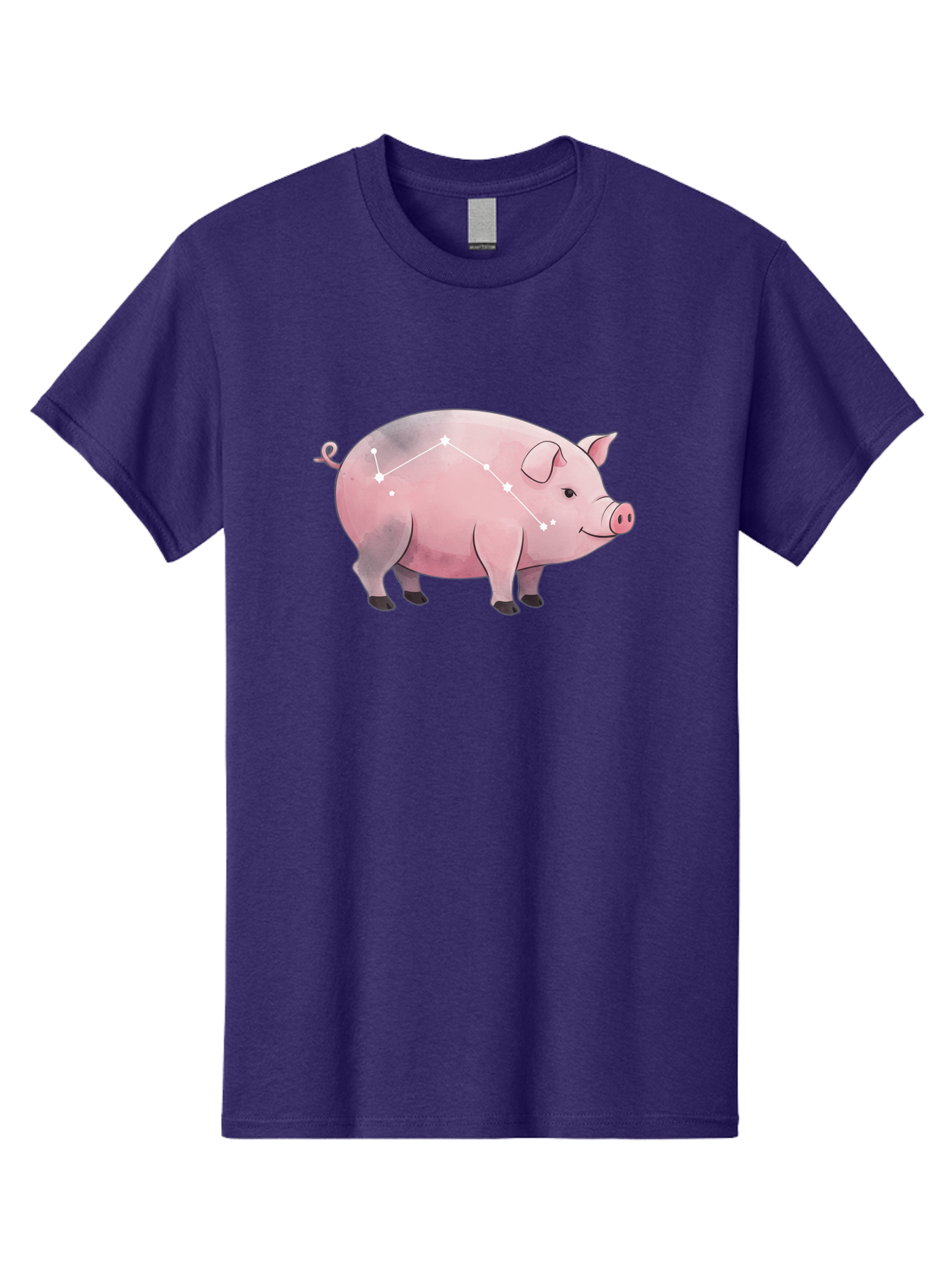 Cancer Men'S Graphic Tee, 100% Cotton, Comfortable Casual Summer Wear, Machine Washable, Cartoon Pig, Zodiac Sign, Astrology Symbol, Constellation Pattern, Cute Animal Illustration, Starry Design, Funny Pig Graphics Baa249 15