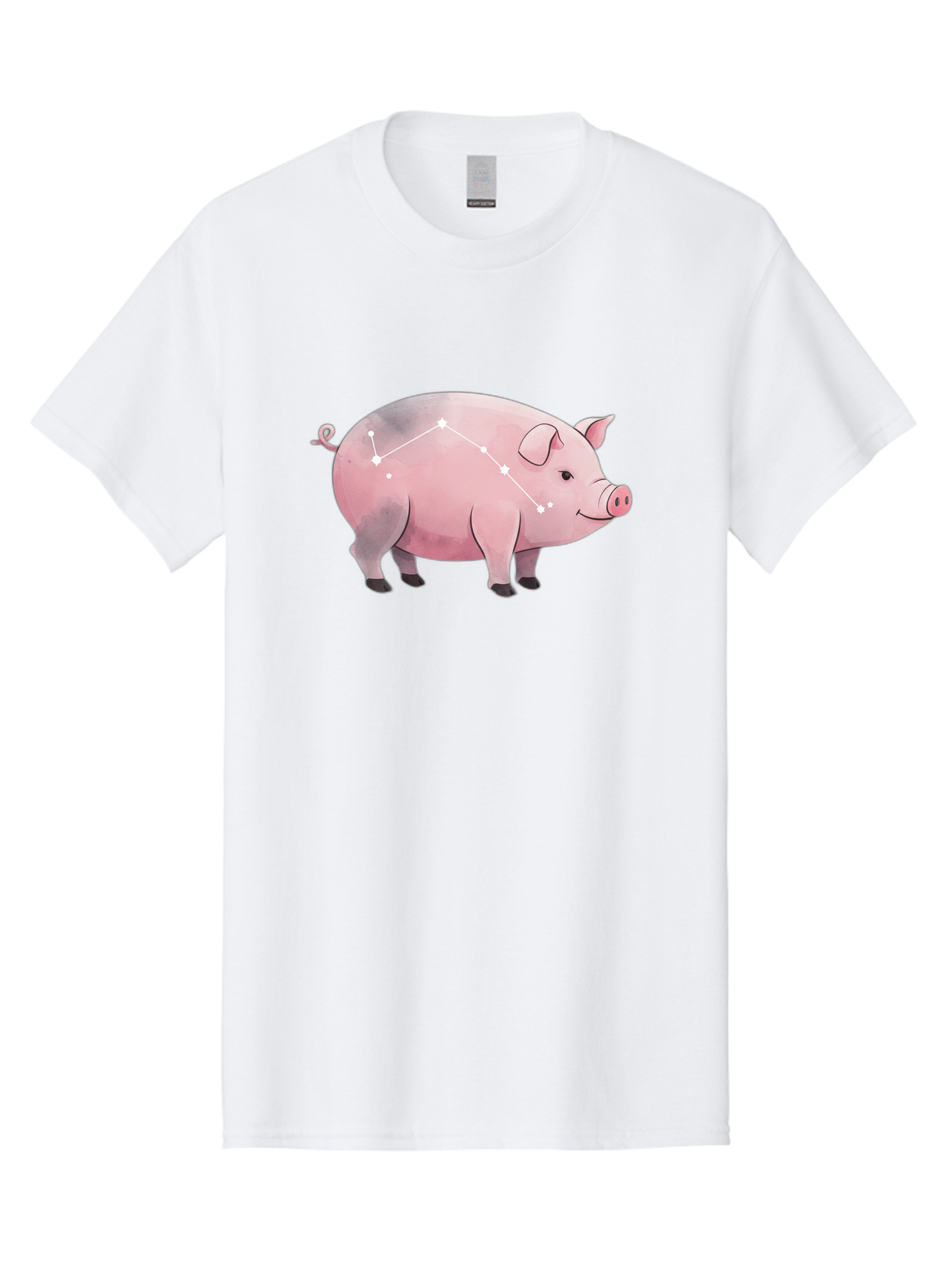 Cancer Men'S Graphic Tee, 100% Cotton, Comfortable Casual Summer Wear, Machine Washable, Cartoon Pig, Zodiac Sign, Astrology Symbol, Constellation Pattern, Cute Animal Illustration, Starry Design, Funny Pig Graphics Baa249 7
