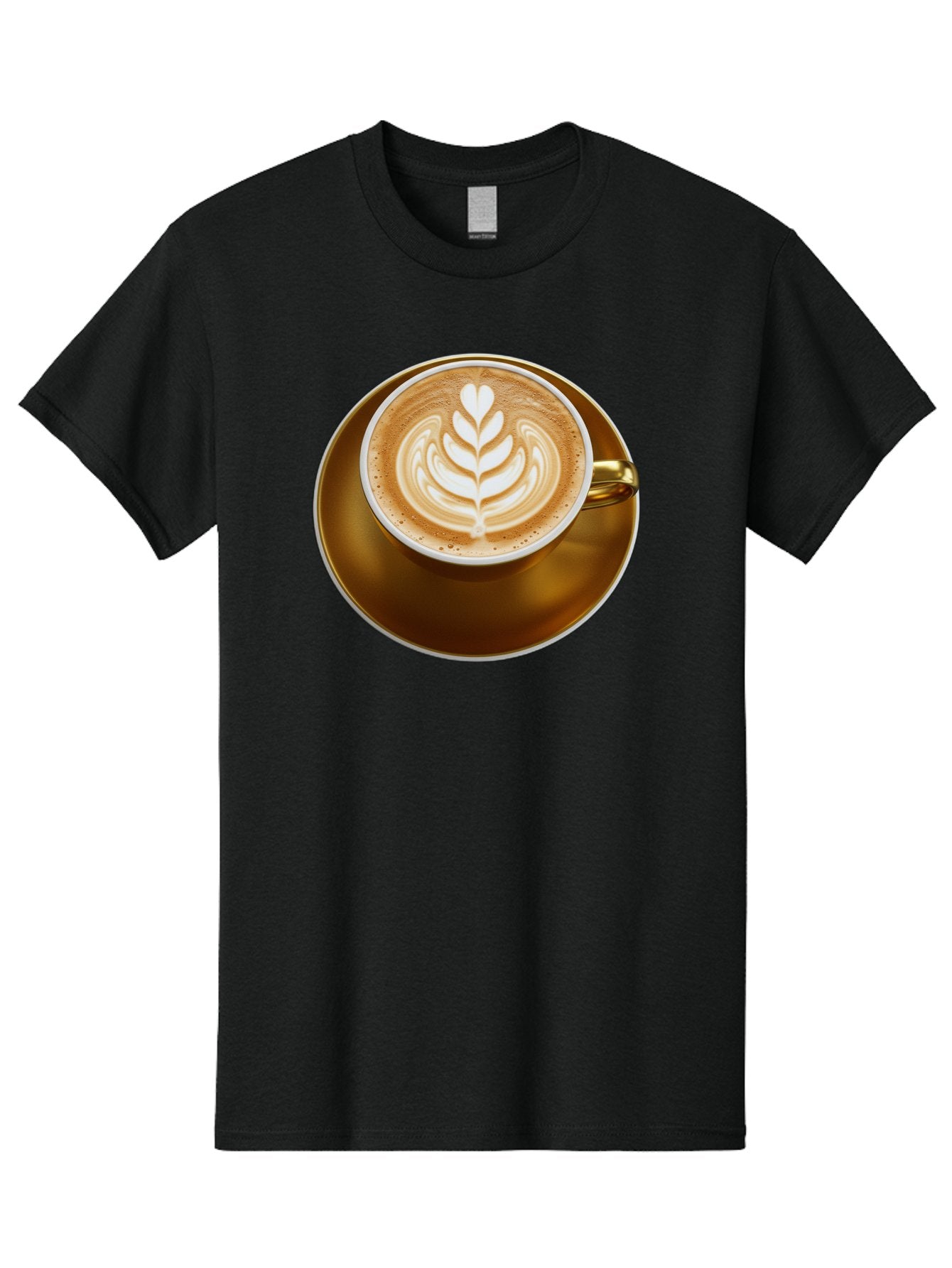 Cappuccino-Coffee Men'S Graphic Tee, 100% Cotton, Comfortable Casual Summer Wear, Machine Washable, Latte Art, Coffee Design, Leaf Pattern, Heart Shape, Coffee Cup, Saucer, Coffee Culture, Specialty Coffee, Espresso Art, Crema, Coffee Time Baa251 5