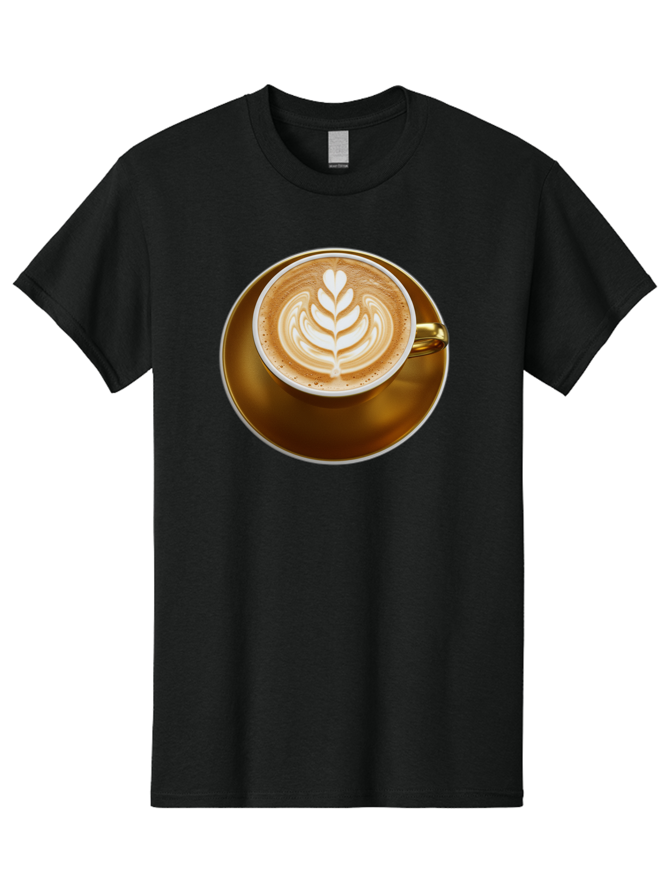 Cappuccino-Coffee Men'S Graphic Tee, 100% Cotton, Comfortable Casual Summer Wear, Machine Washable, Latte Art, Coffee Design, Leaf Pattern, Heart Shape, Coffee Cup, Saucer, Coffee Culture, Specialty Coffee, Espresso Art, Crema, Coffee Time Baa251 15