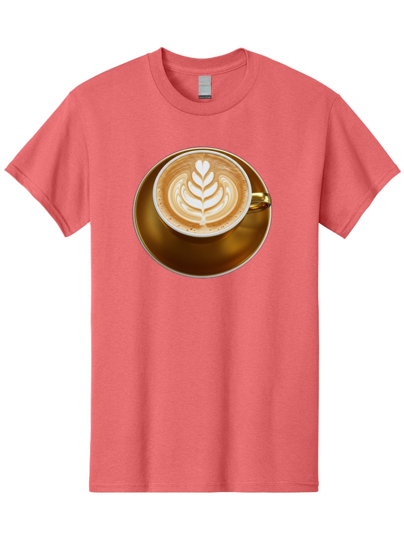 Cappuccino-Coffee Men'S Graphic Tee, 100% Cotton, Comfortable Casual Summer Wear, Machine Washable, Latte Art, Coffee Design, Leaf Pattern, Heart Shape, Coffee Cup, Saucer, Coffee Culture, Specialty Coffee, Espresso Art, Crema, Coffee Time Baa251 13