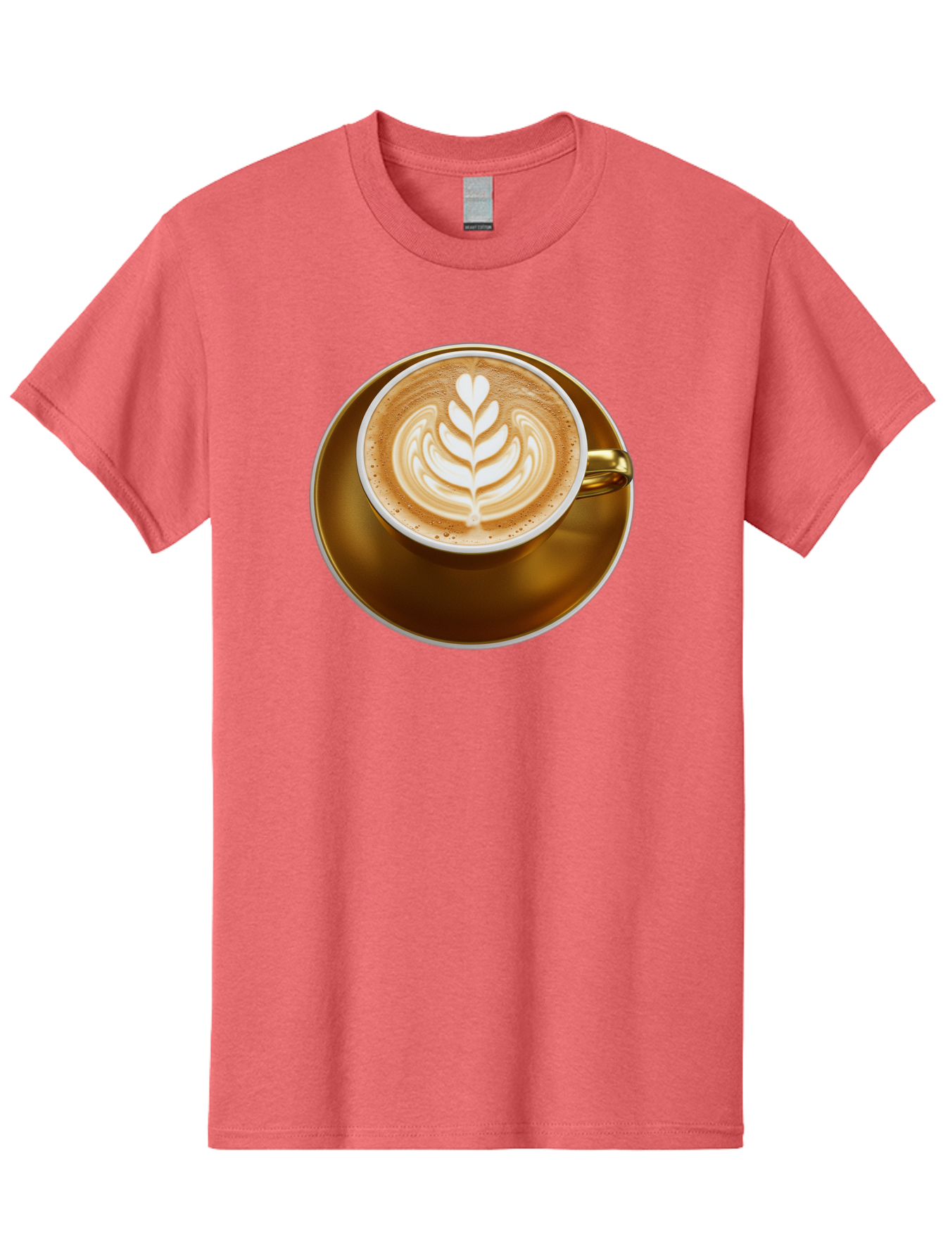 Cappuccino-Coffee Men'S Graphic Tee, 100% Cotton, Comfortable Casual Summer Wear, Machine Washable, Latte Art, Coffee Design, Leaf Pattern, Heart Shape, Coffee Cup, Saucer, Coffee Culture, Specialty Coffee, Espresso Art, Crema, Coffee Time Baa251 29