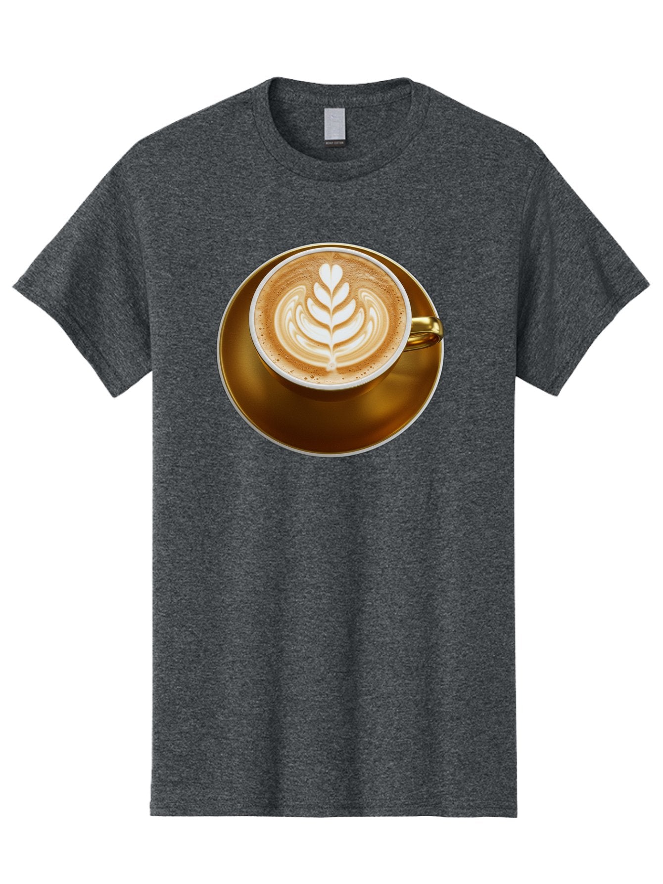 Cappuccino-Coffee Men'S Graphic Tee, 100% Cotton, Comfortable Casual Summer Wear, Machine Washable, Latte Art, Coffee Design, Leaf Pattern, Heart Shape, Coffee Cup, Saucer, Coffee Culture, Specialty Coffee, Espresso Art, Crema, Coffee Time Baa251