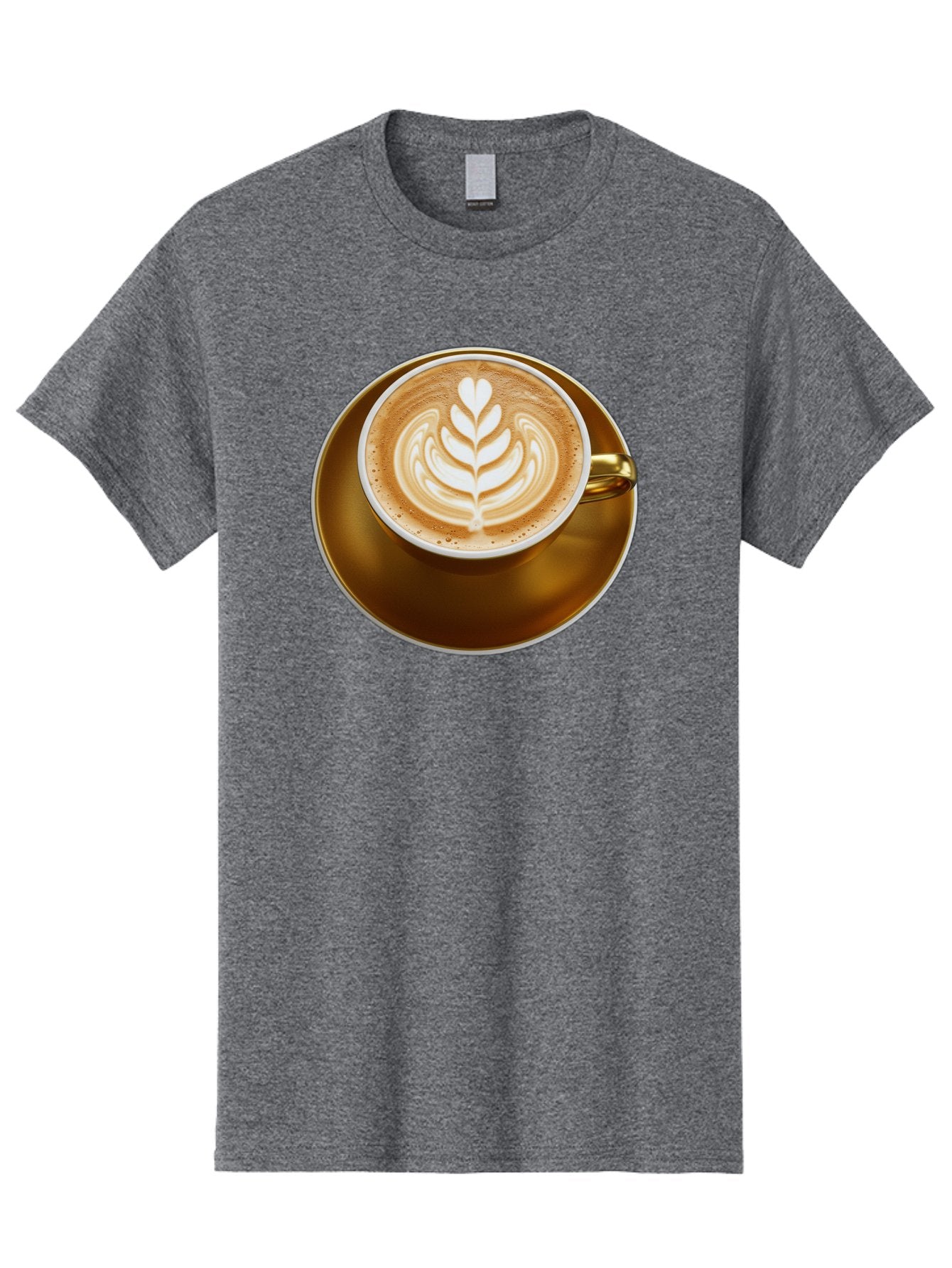Cappuccino-Coffee Men'S Graphic Tee, 100% Cotton, Comfortable Casual Summer Wear, Machine Washable, Latte Art, Coffee Design, Leaf Pattern, Heart Shape, Coffee Cup, Saucer, Coffee Culture, Specialty Coffee, Espresso Art, Crema, Coffee Time Baa251 8