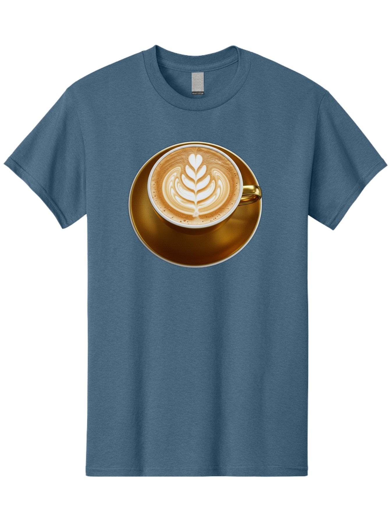 Cappuccino-Coffee Men'S Graphic Tee, 100% Cotton, Comfortable Casual Summer Wear, Machine Washable, Latte Art, Coffee Design, Leaf Pattern, Heart Shape, Coffee Cup, Saucer, Coffee Culture, Specialty Coffee, Espresso Art, Crema, Coffee Time Baa251 10