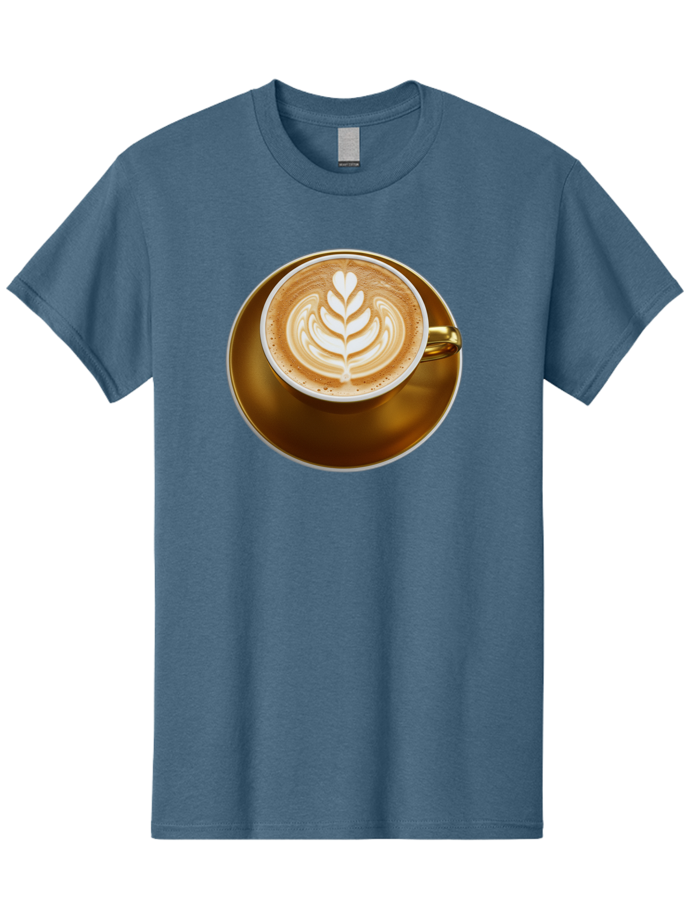 Cappuccino-Coffee Men'S Graphic Tee, 100% Cotton, Comfortable Casual Summer Wear, Machine Washable, Latte Art, Coffee Design, Leaf Pattern, Heart Shape, Coffee Cup, Saucer, Coffee Culture, Specialty Coffee, Espresso Art, Crema, Coffee Time Baa251 27
