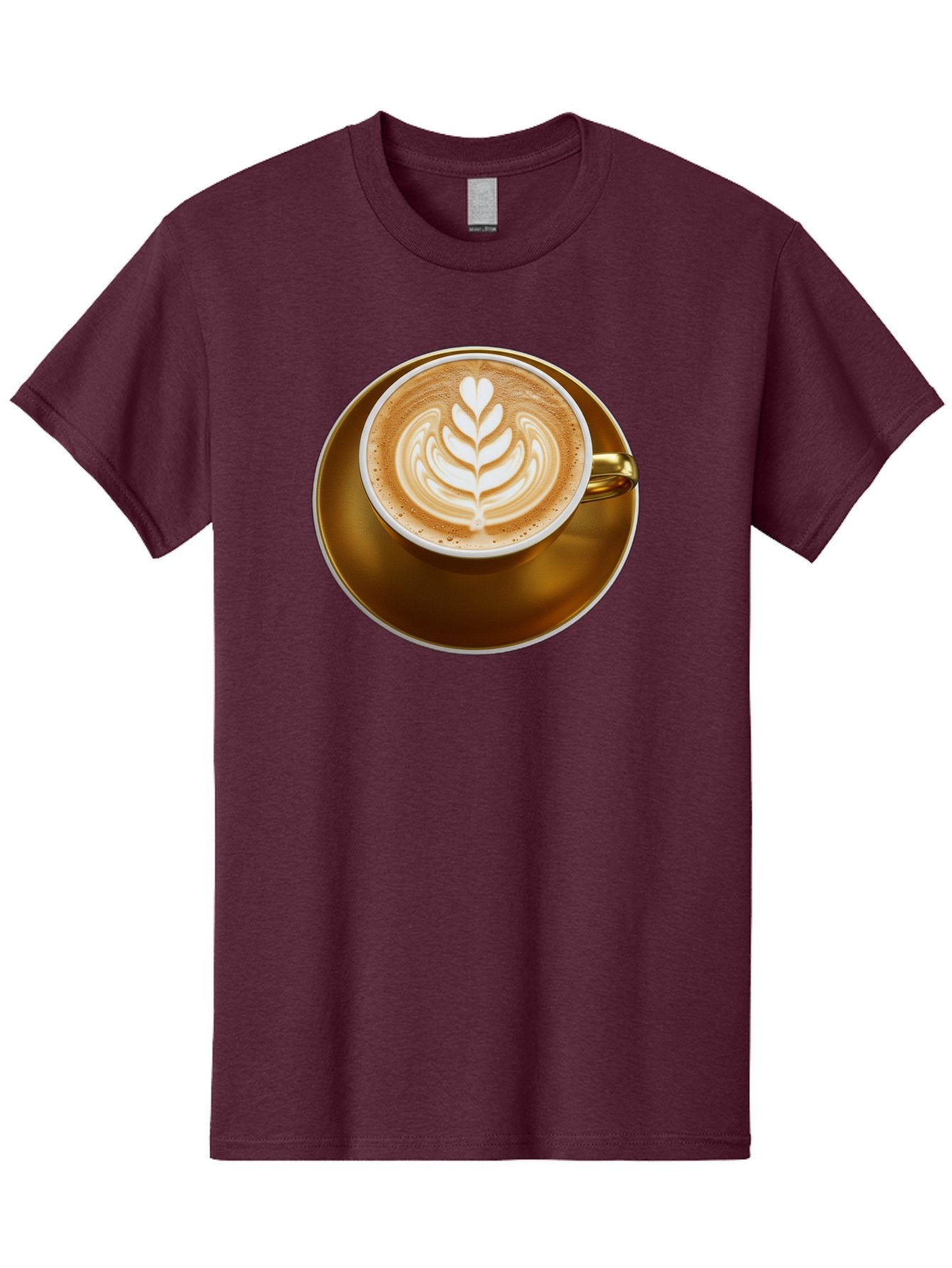 Cappuccino-Coffee Men'S Graphic Tee, 100% Cotton, Comfortable Casual Summer Wear, Machine Washable, Latte Art, Coffee Design, Leaf Pattern, Heart Shape, Coffee Cup, Saucer, Coffee Culture, Specialty Coffee, Espresso Art, Crema, Coffee Time Baa251 14