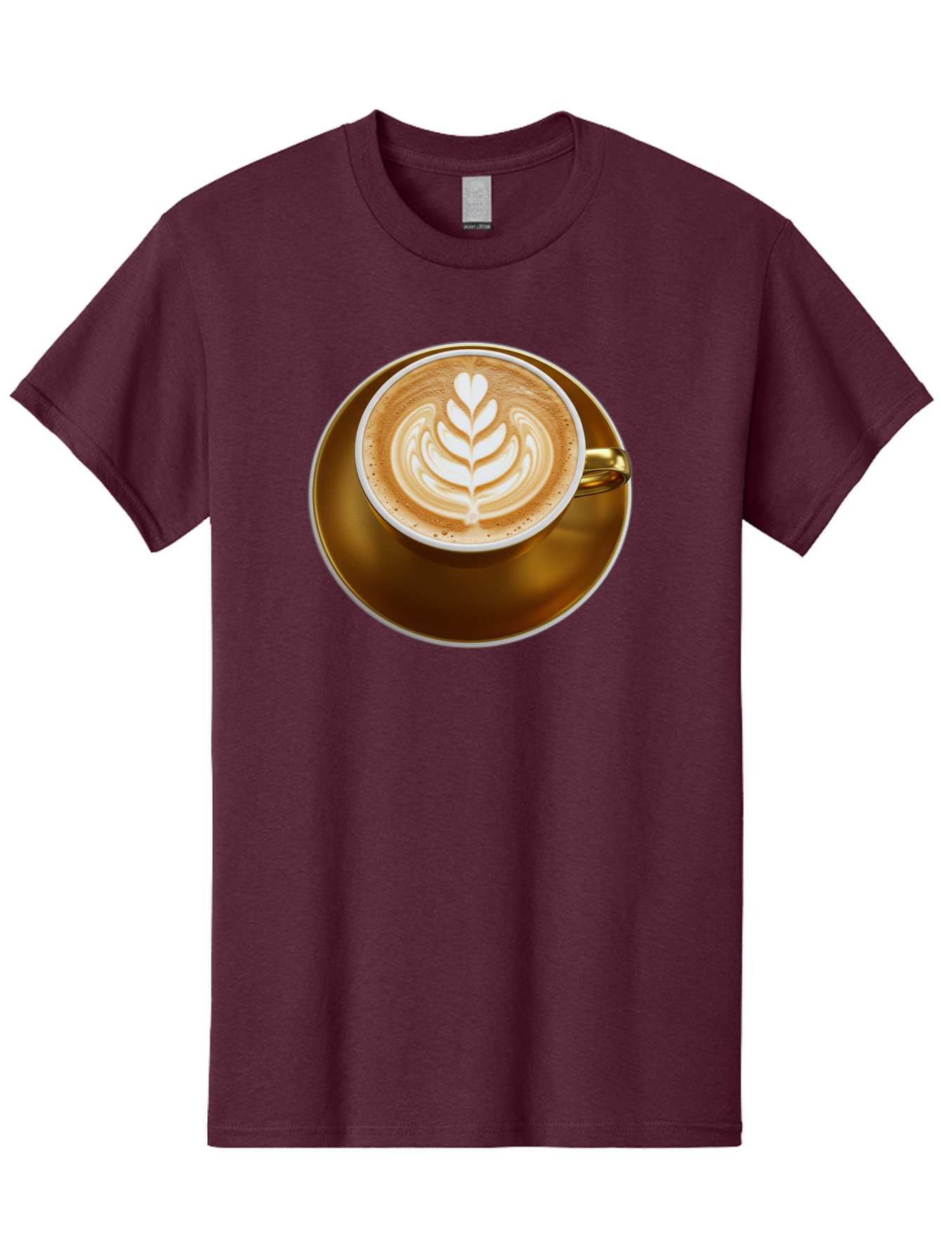 Cappuccino-Coffee Men'S Graphic Tee, 100% Cotton, Comfortable Casual Summer Wear, Machine Washable, Latte Art, Coffee Design, Leaf Pattern, Heart Shape, Coffee Cup, Saucer, Coffee Culture, Specialty Coffee, Espresso Art, Crema, Coffee Time Baa251 3
