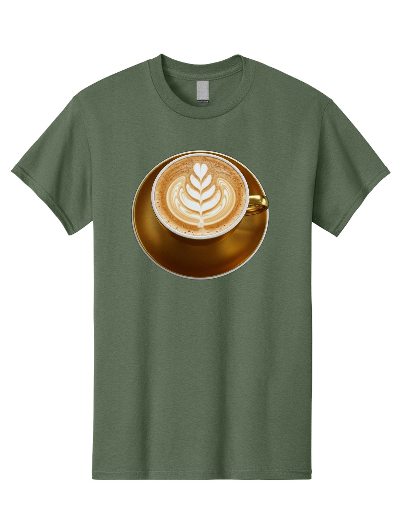 Cappuccino-Coffee Men'S Graphic Tee, 100% Cotton, Comfortable Casual Summer Wear, Machine Washable, Latte Art, Coffee Design, Leaf Pattern, Heart Shape, Coffee Cup, Saucer, Coffee Culture, Specialty Coffee, Espresso Art, Crema, Coffee Time Baa251 15